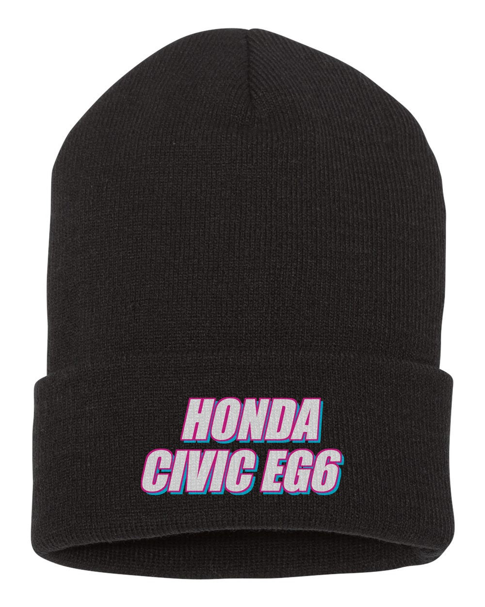 Honda Civic Eg6 black beanie front view with car name