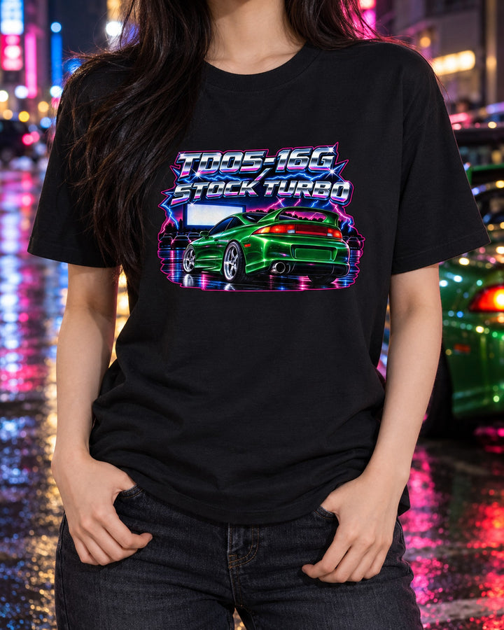 Eclipse GSX 2G 80s Chrome Airbrush Shirt, TD05-16G Stock Turbo T-Shirt Black worn hero