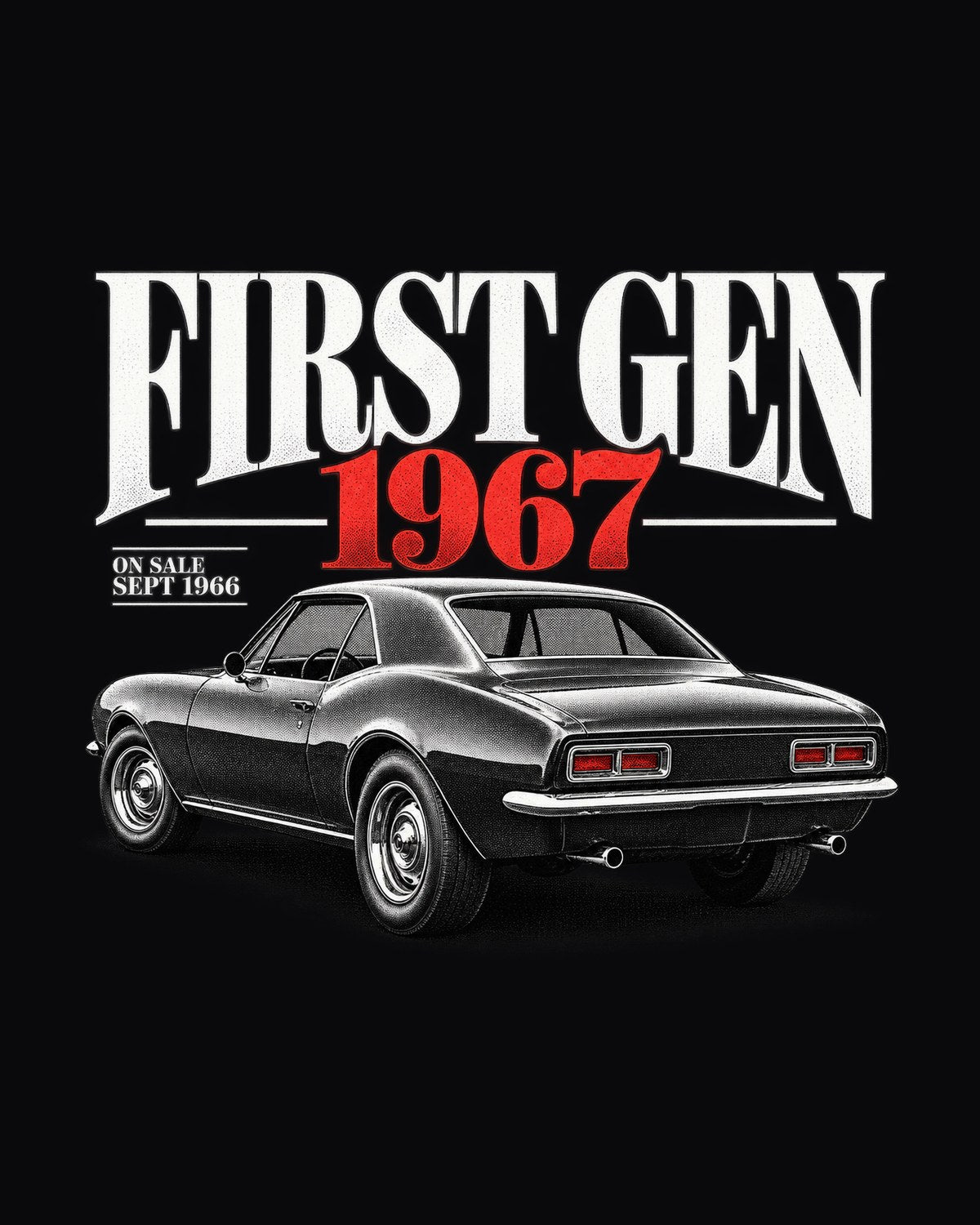 First-Gen 1967 Camaro Editorial print Tee, Car Guy Gift design only