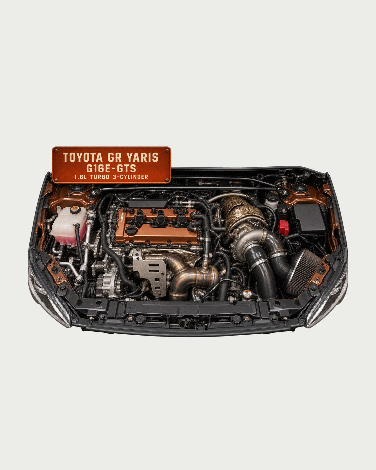 GR Yaris G16E-GTS Engine Bay Tee, Three Cylinders One Turbo design only
