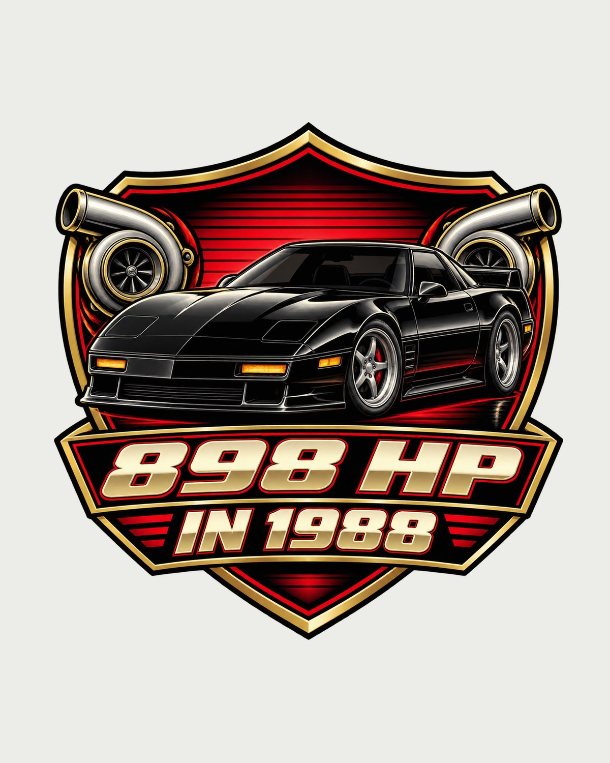 2024 Corvette C8 Hybrid AWD Badge Crest, 898 HP 1988 Tee design only
