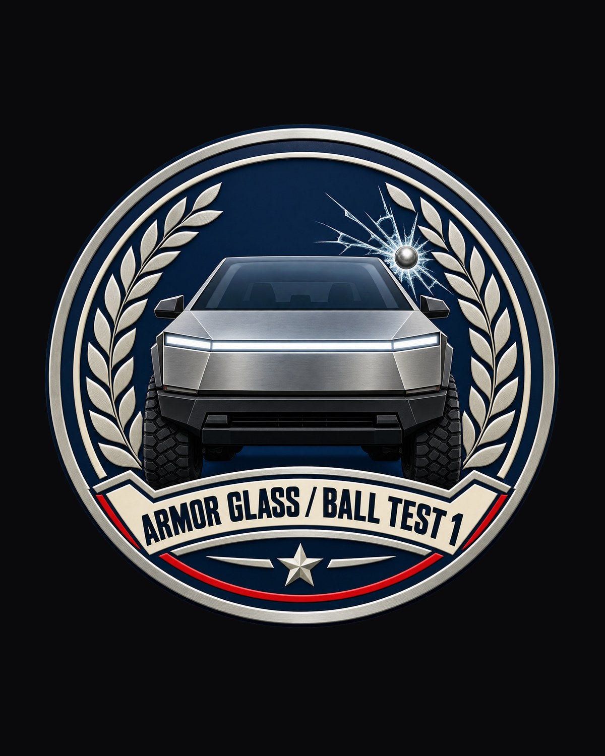 Tesla Cybertruck Armor Glass Round Crest Shirt, EV Truck Gift design only