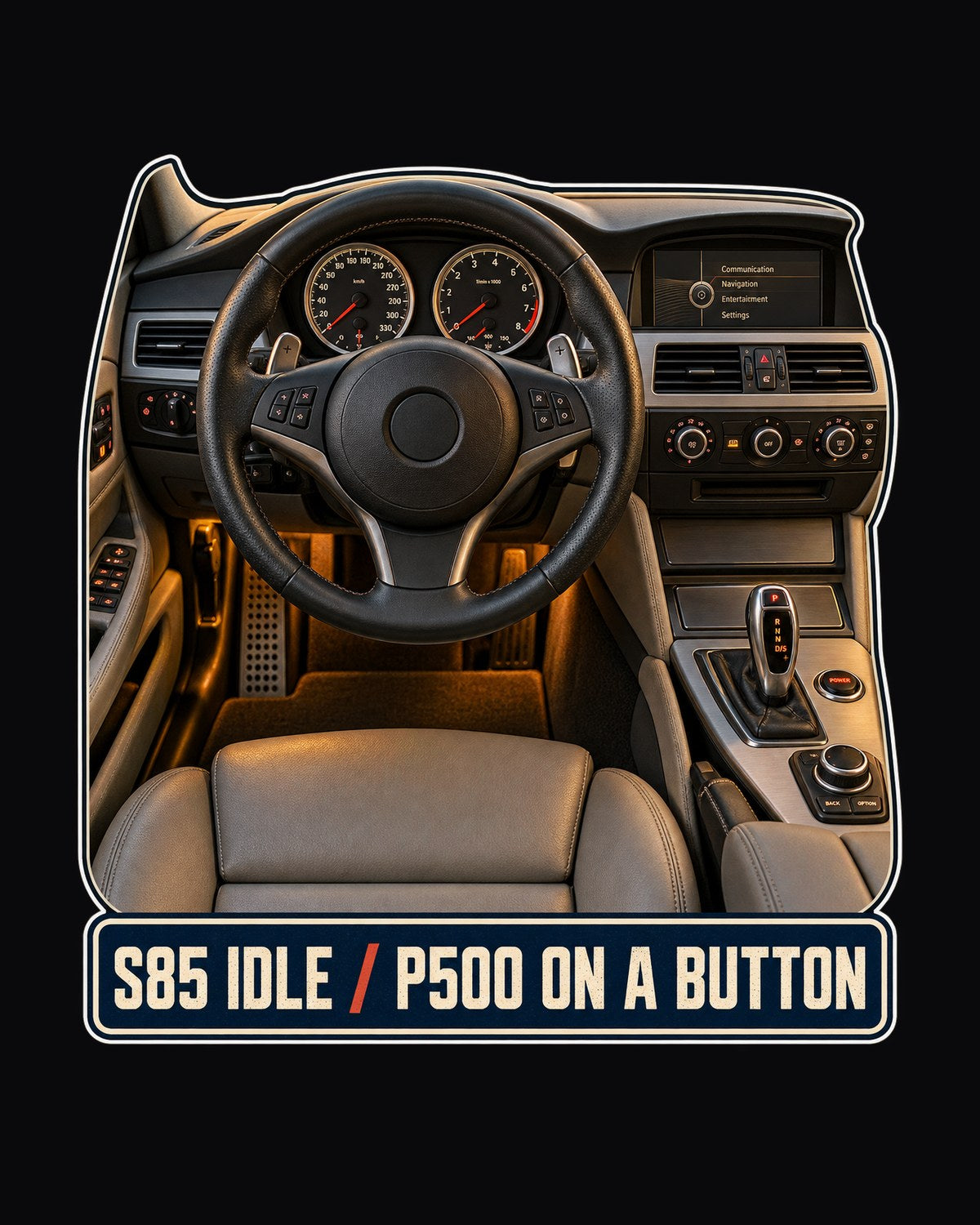 BMW M5 E60 Cockpit Gauge Shirt, S85 Idle P500 design only