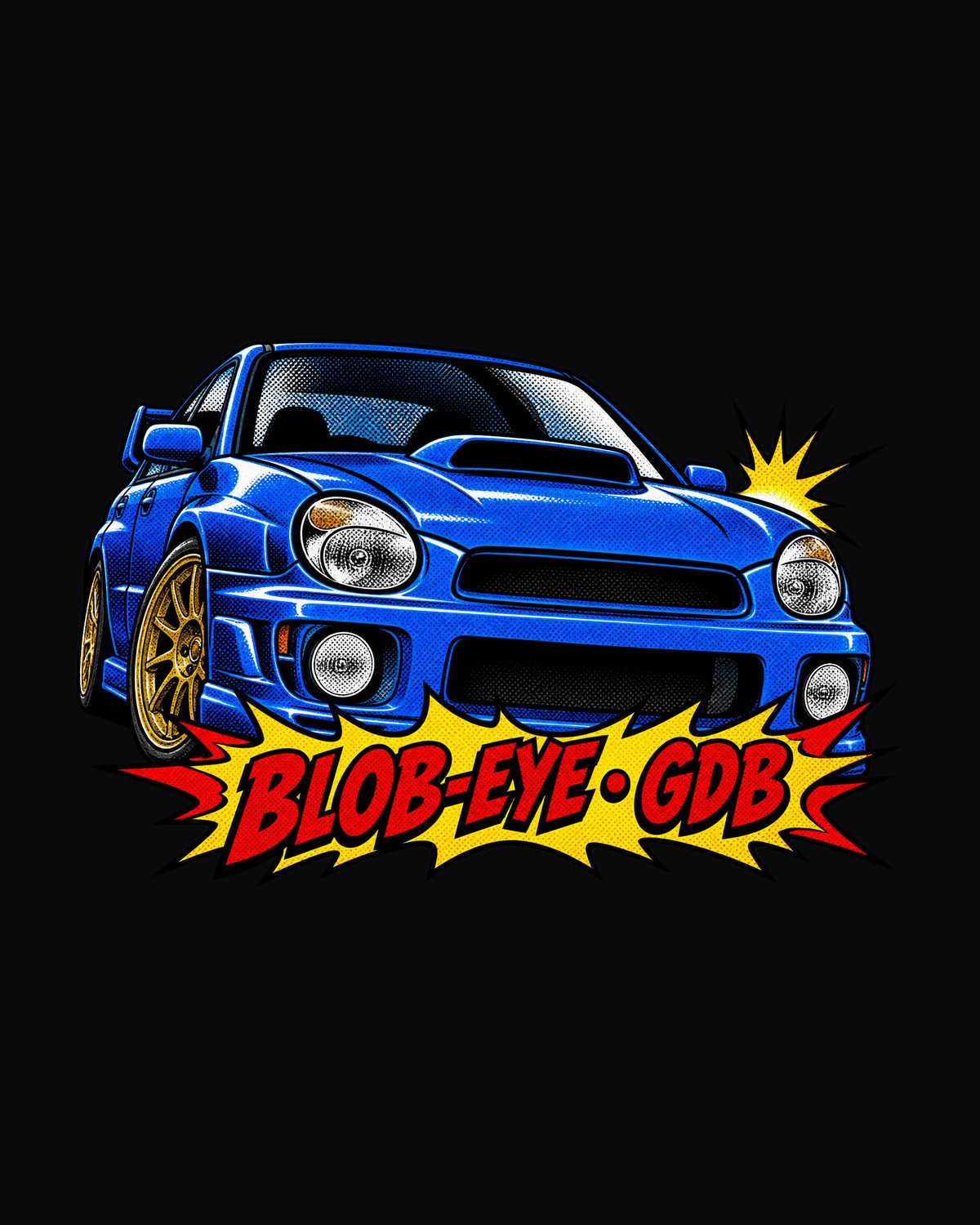 Subaru Impreza WRX STI GDB Blob-Eye Halftone Pop Art Shirt design only