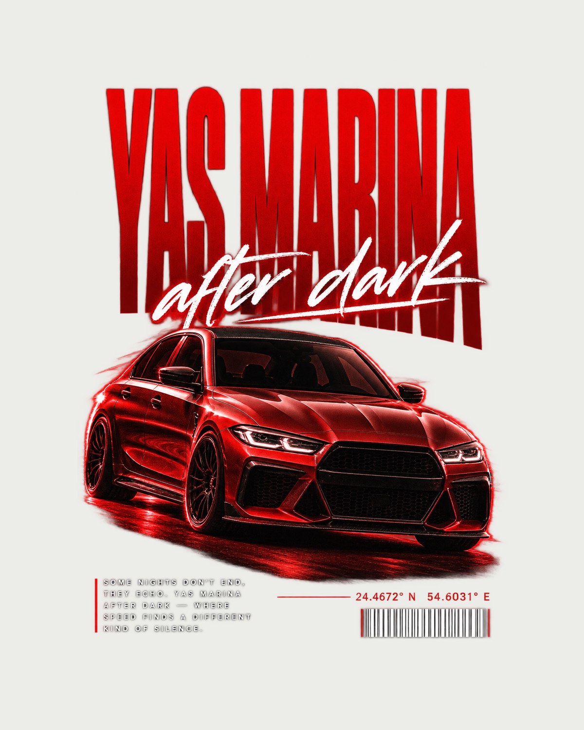 BMW F80 M3 Yas Marina After Dark Street Poster Shirt design only