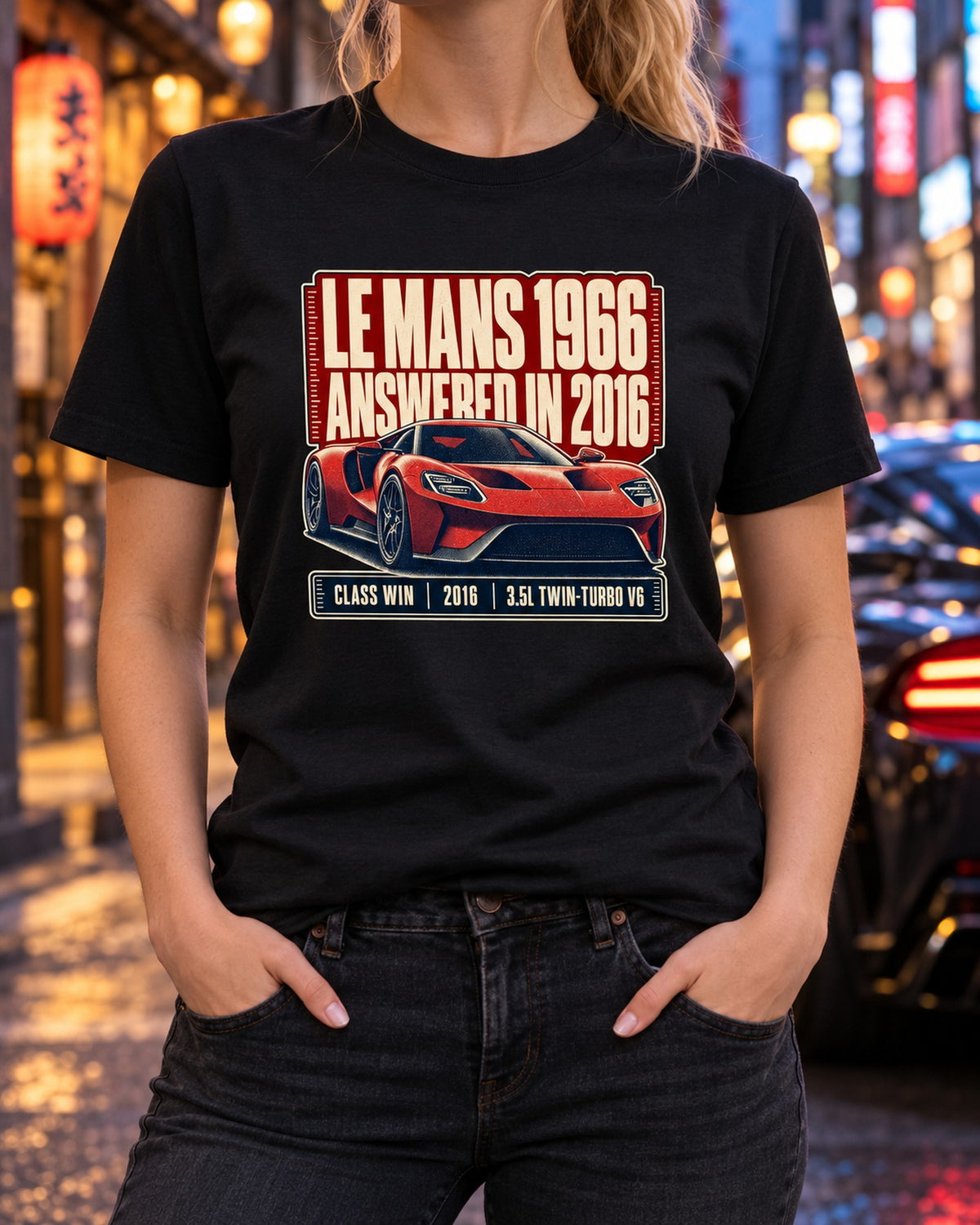 Ford GT Le Mans 1966 Halftone print Shirt, 2016 Answer T-Shirt Black worn hero