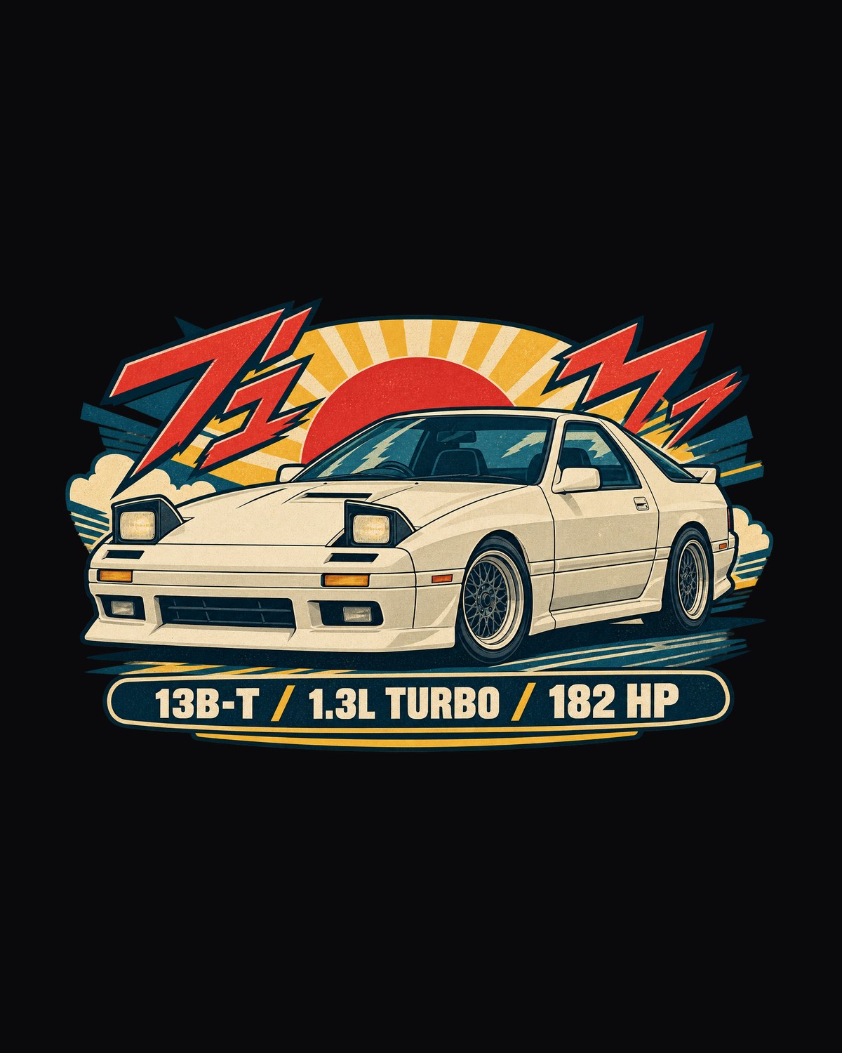 Mazda MX-5 ND Riso Print Shirt, 50:50 Balance Car Tee design only