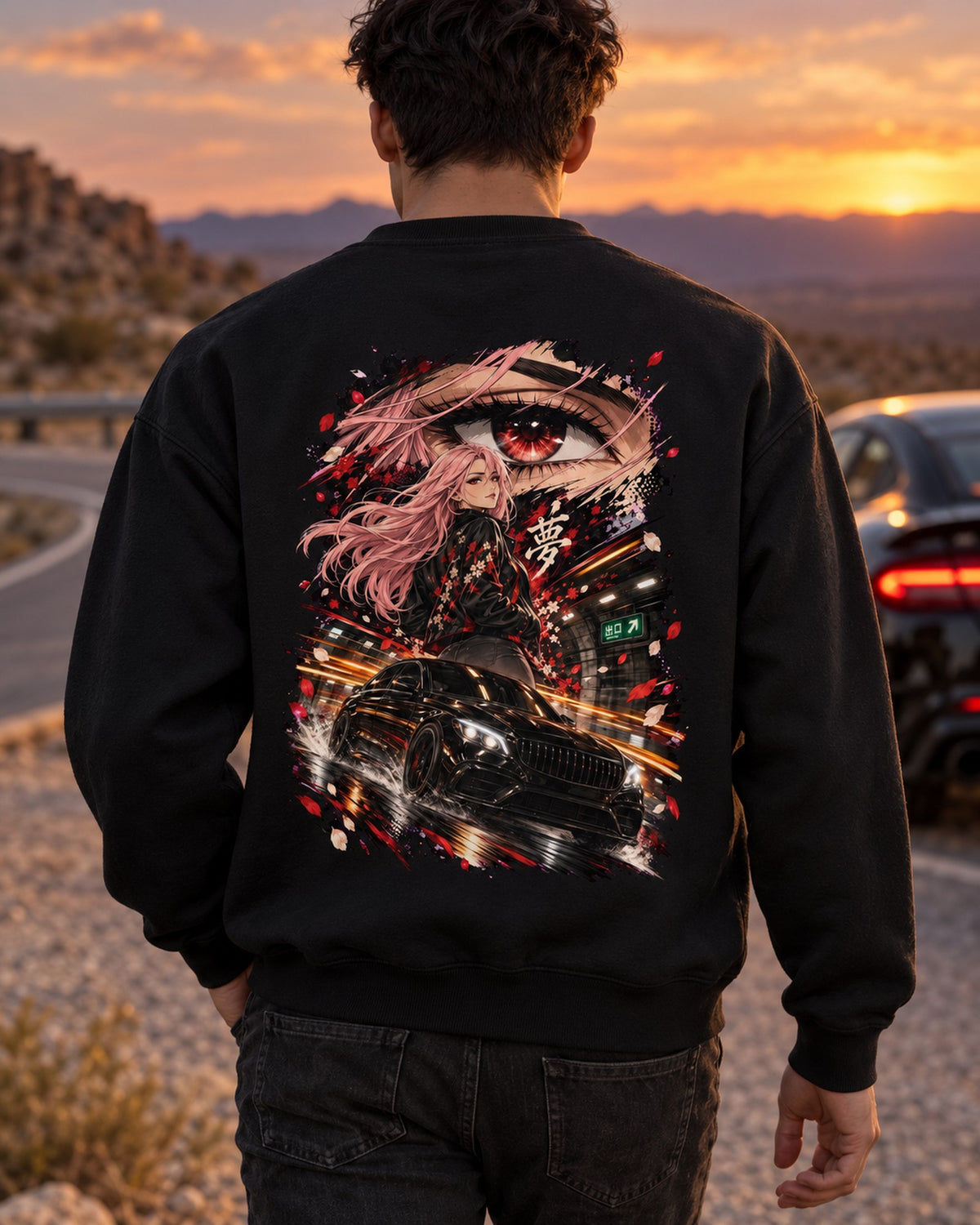 Mercedes-AMG C63 Anime Girl Shirt, Hoodie & More Crewneck Black worn hero