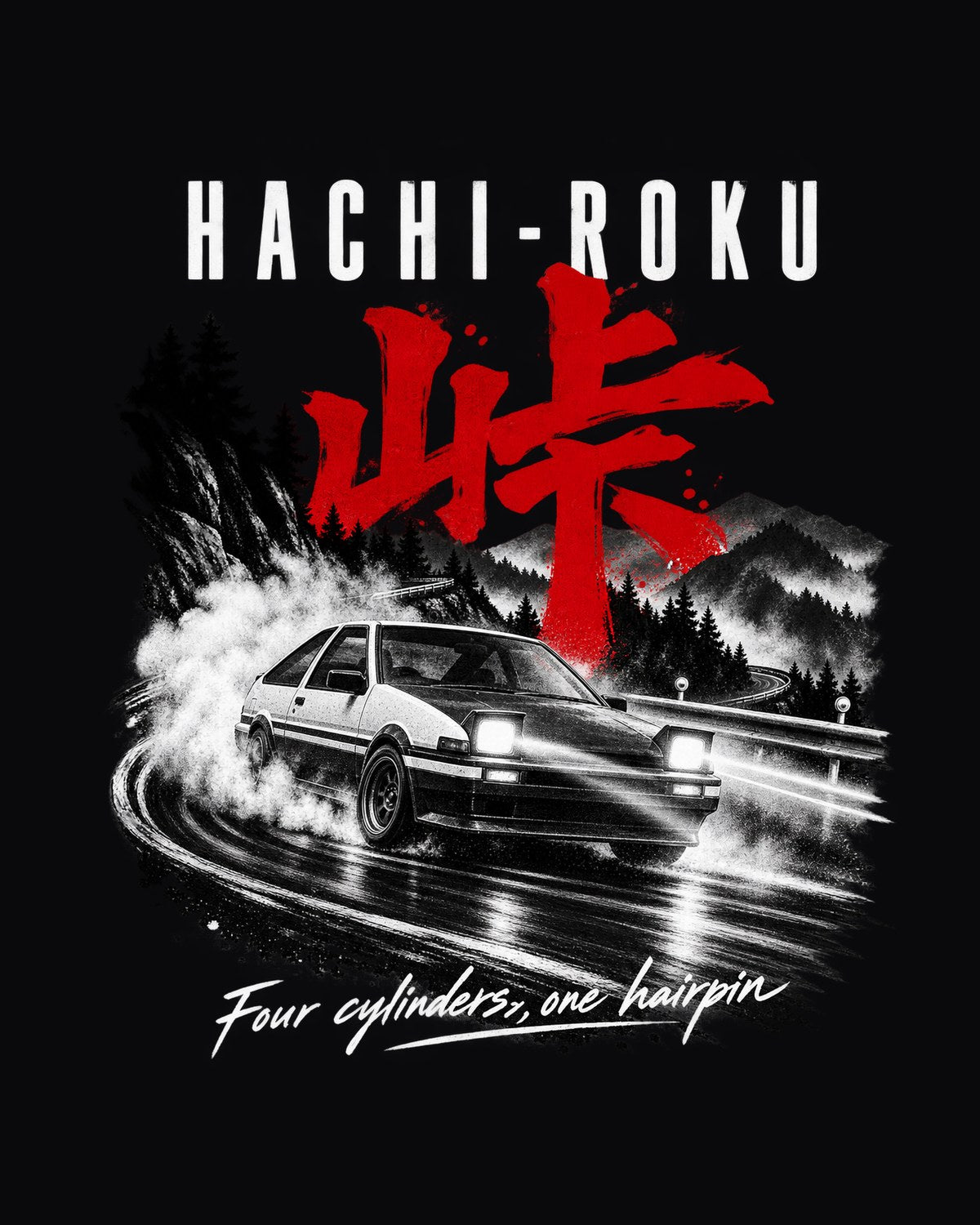 Toyota AE86 Sprinter Trueno Touge Night Shirt, Hachi-Roku design only