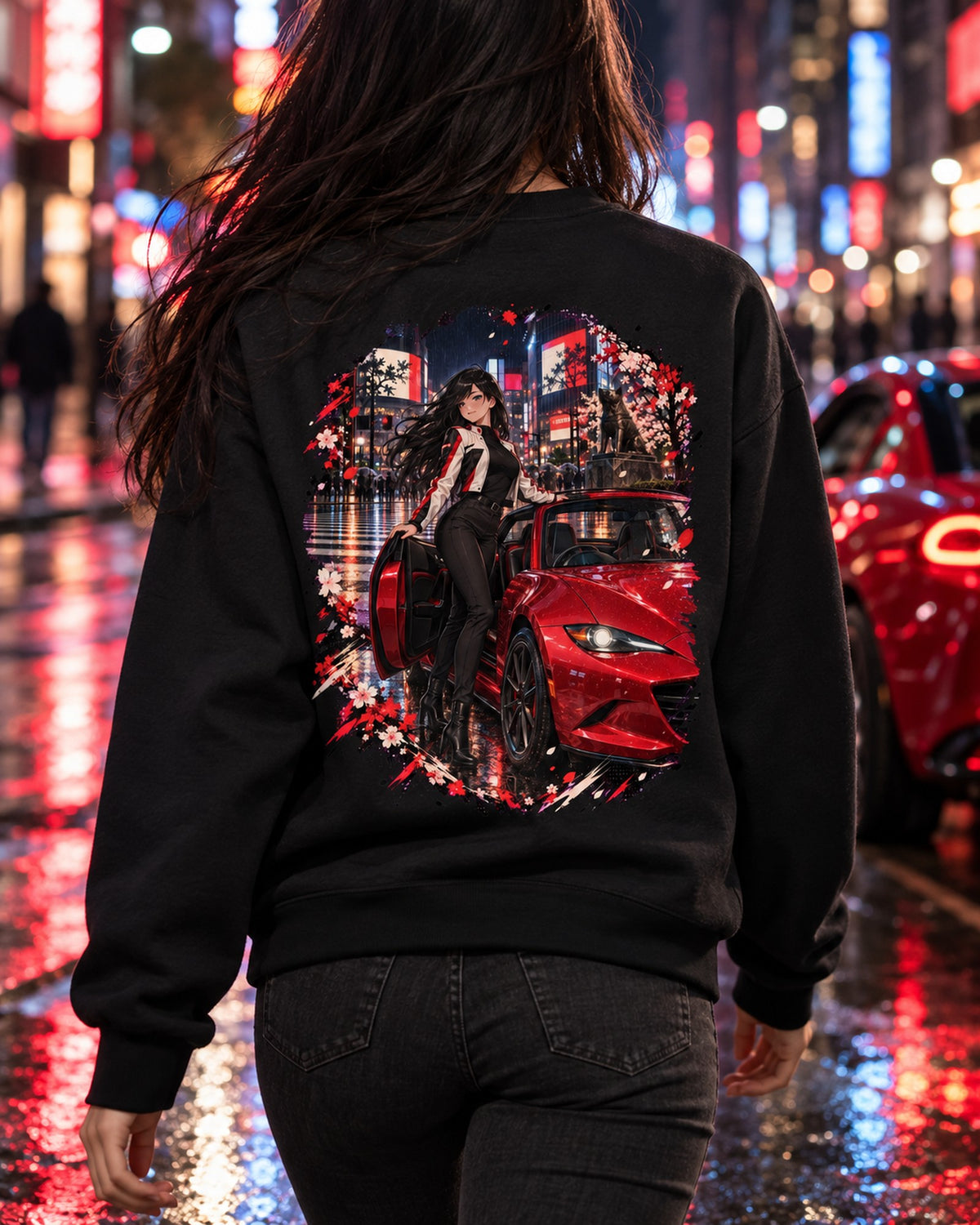 Mazda MX-5 ND Anime Girl Shirt, Hoodie & More Crewneck Black worn hero
