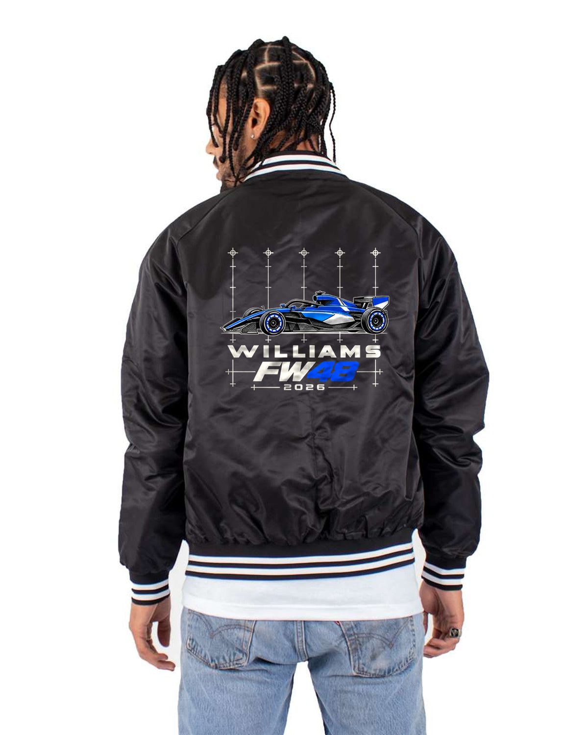Williams FW48 F1 2026 Side Stations Shirt, Formula 1 Fan Tee Bomber Jacket Black back