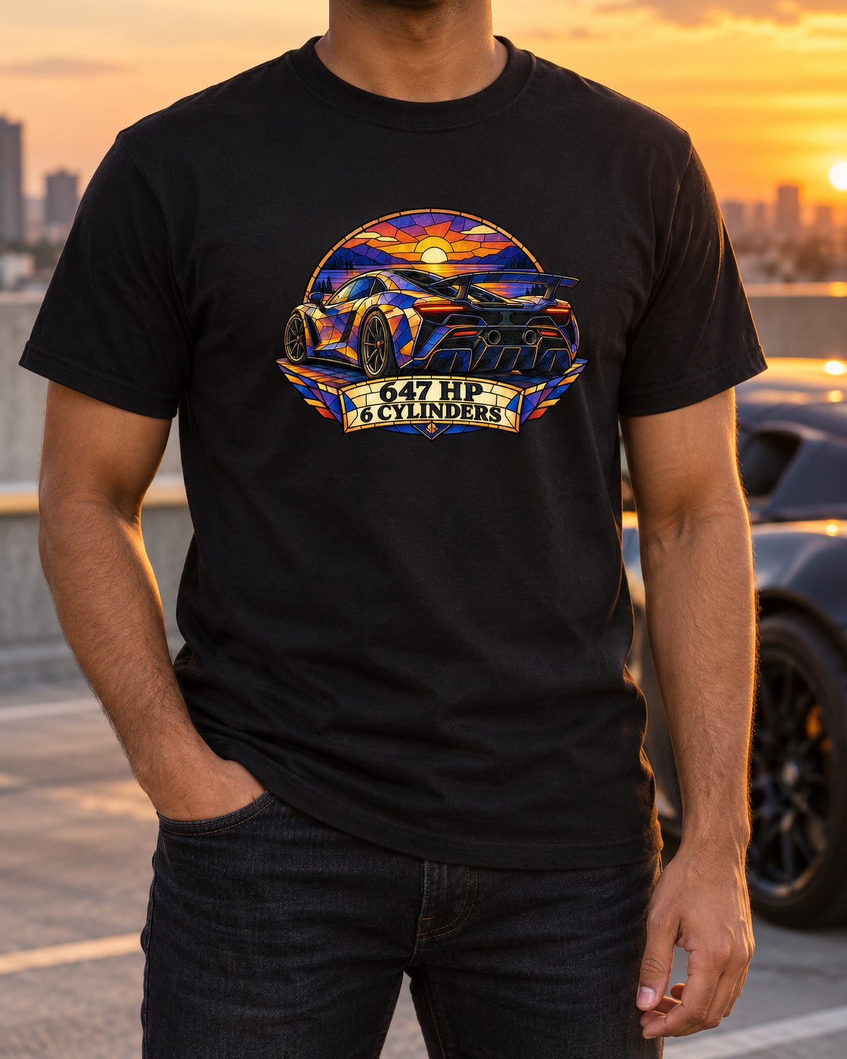 Ford GT 2017-2022 Buttress Stained Glass Shirt T-Shirt Black worn hero