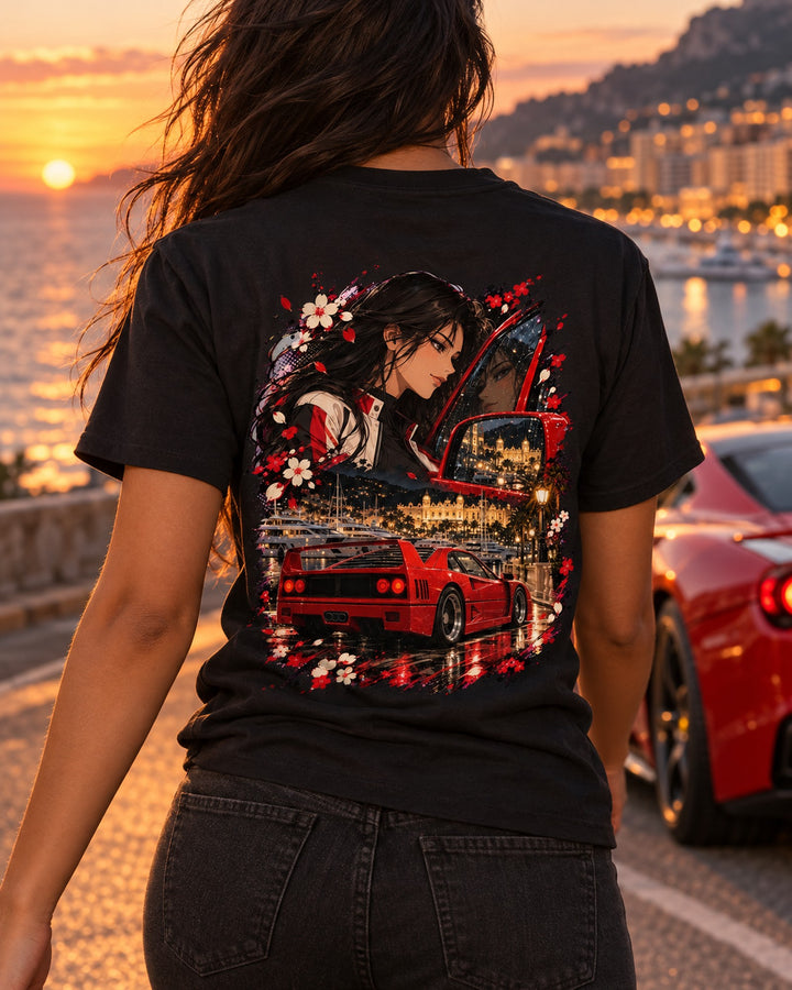 Ferrari F40 Anime Girl Shirt, Hoodie & More T-Shirt Black worn hero
