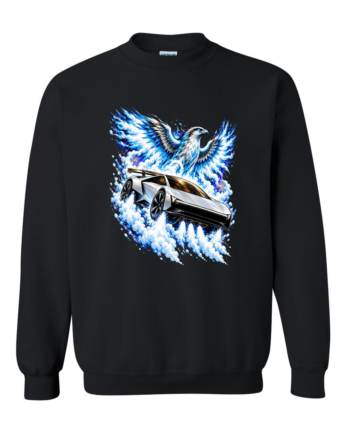 Tesla Roadster Ice Falcon Crewneck Black front