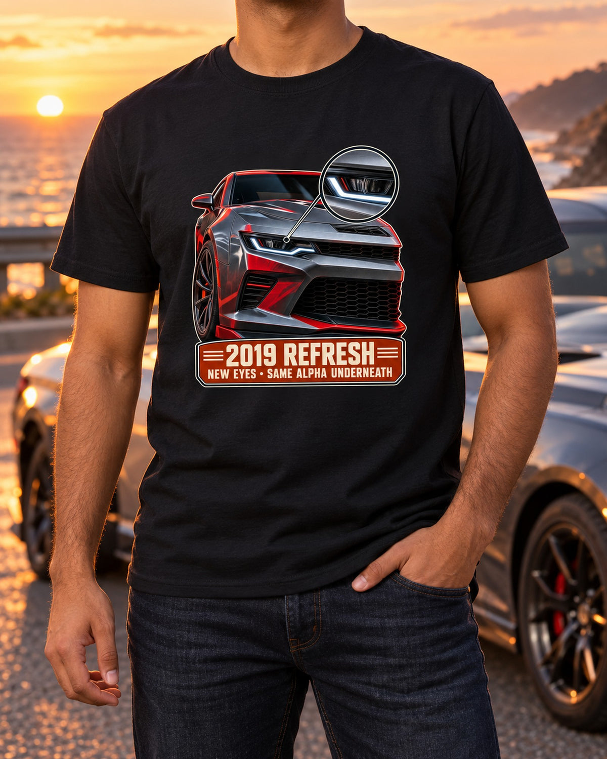 2019 Camaro SS Refresh Taillight Macro Shirt, New Eyes T-Shirt Black worn hero