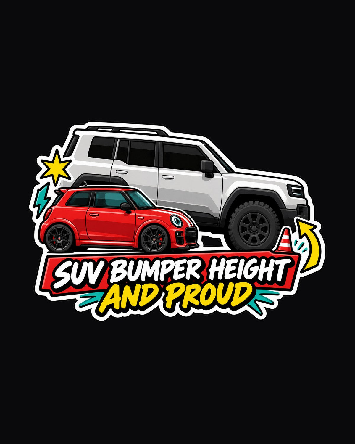 Fiat 500 Abarth Sticker-Bomb Collage Shirt, SUV Bumper Height design only