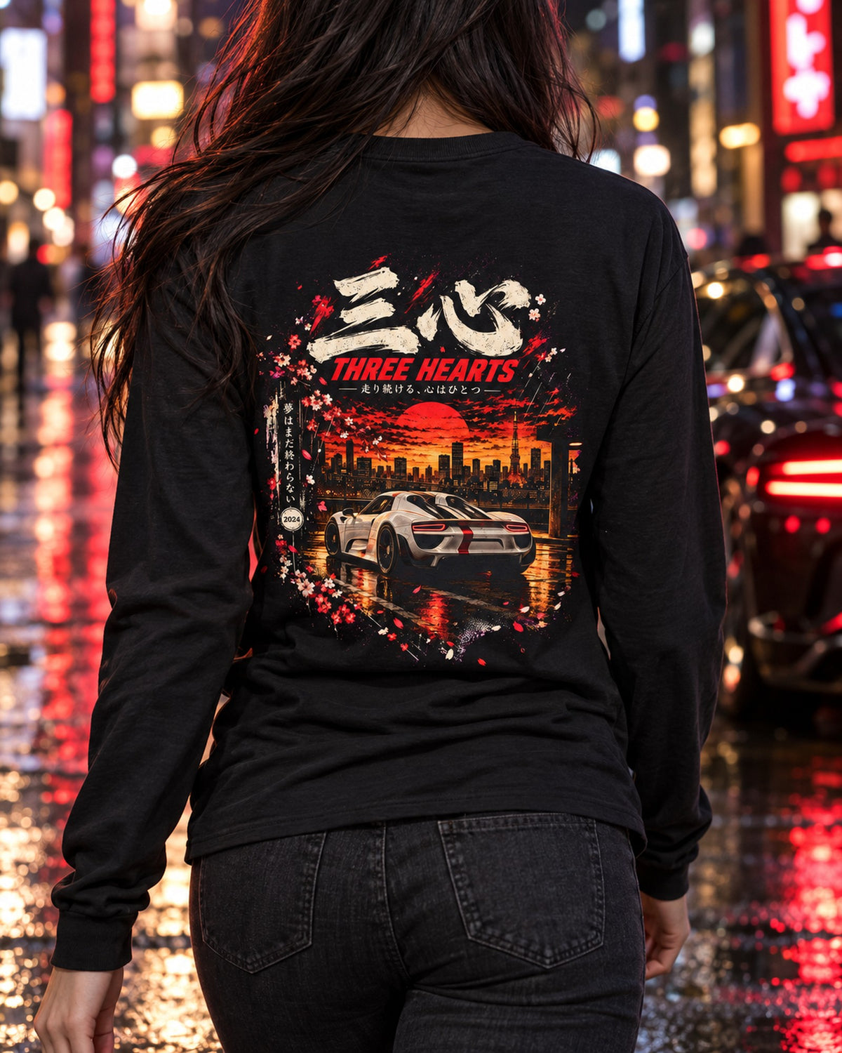 Porsche 918 Spyder Three Hearts Shirt, Hoodie & More Long Sleeve Black worn hero