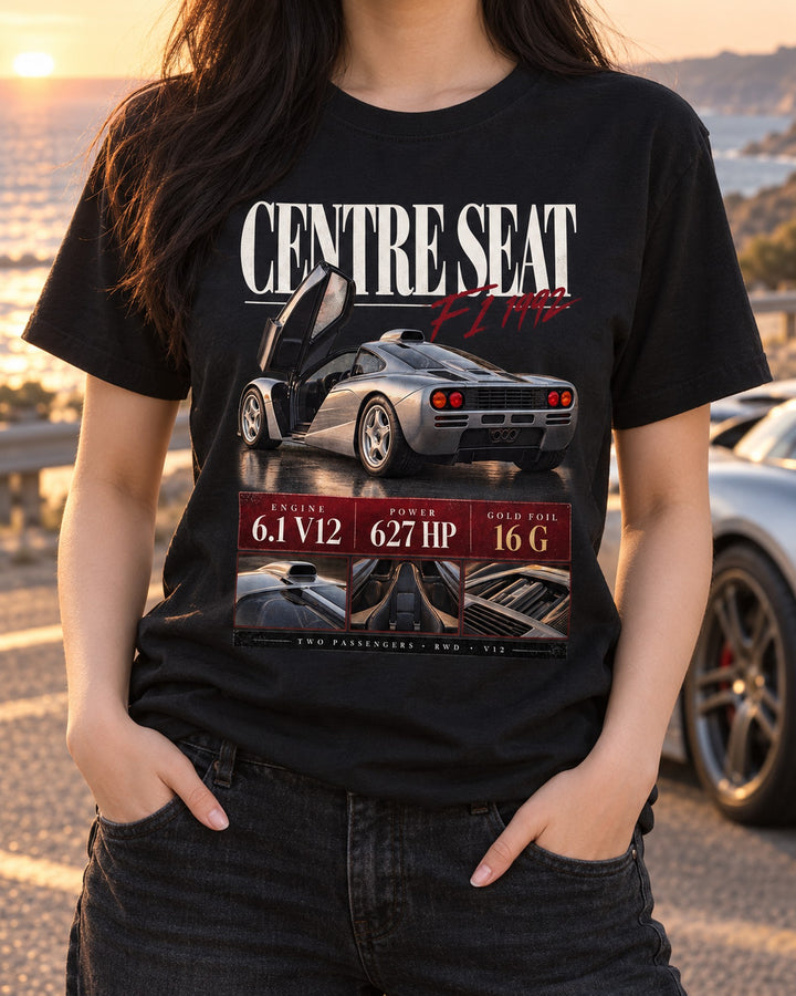 McLaren F1 1992 Centre Seat Archive Panel Car Shirt T-Shirt Black worn hero