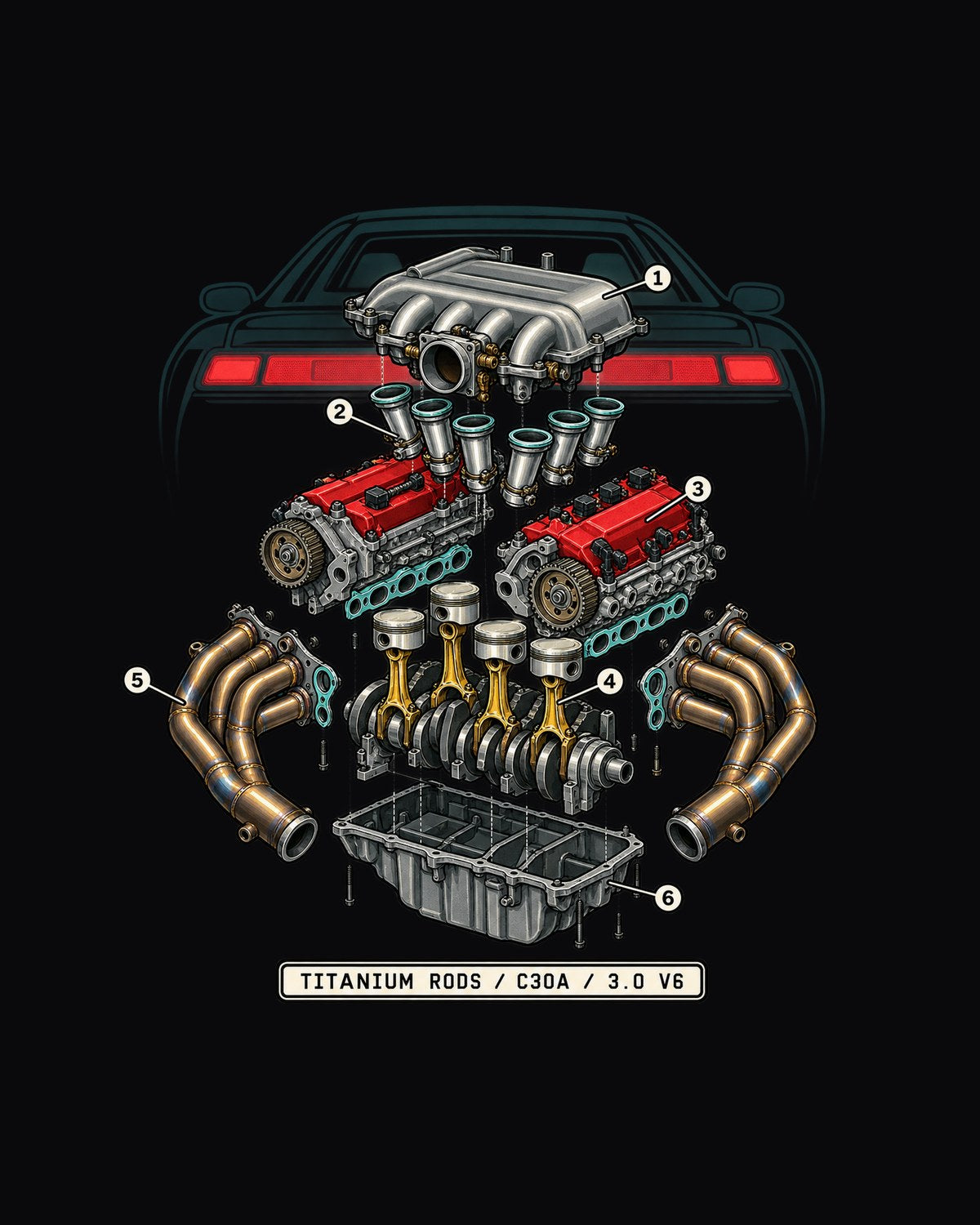 Honda NSX NA1 C30A Isometric Titanium Rods Shirt design only