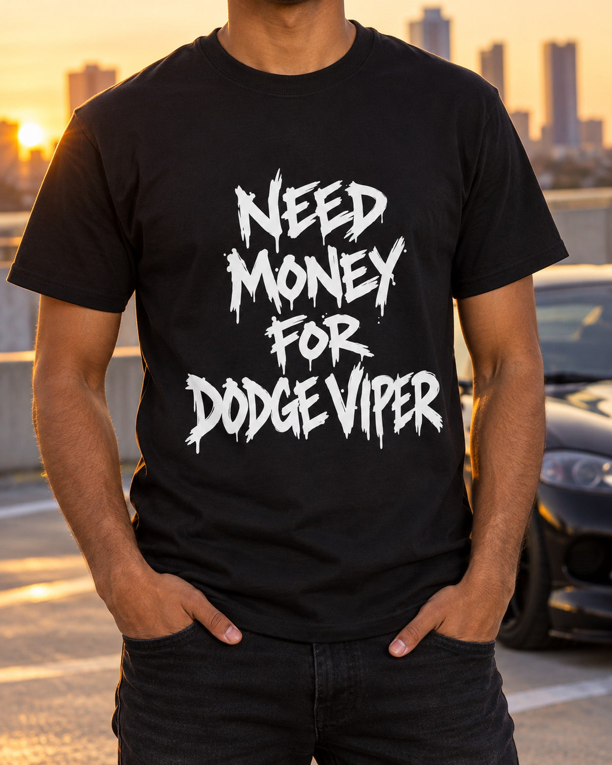 Need Money For Dodge Viper Shirt, Funny Car Guy Tee T-Shirt Black worn hero