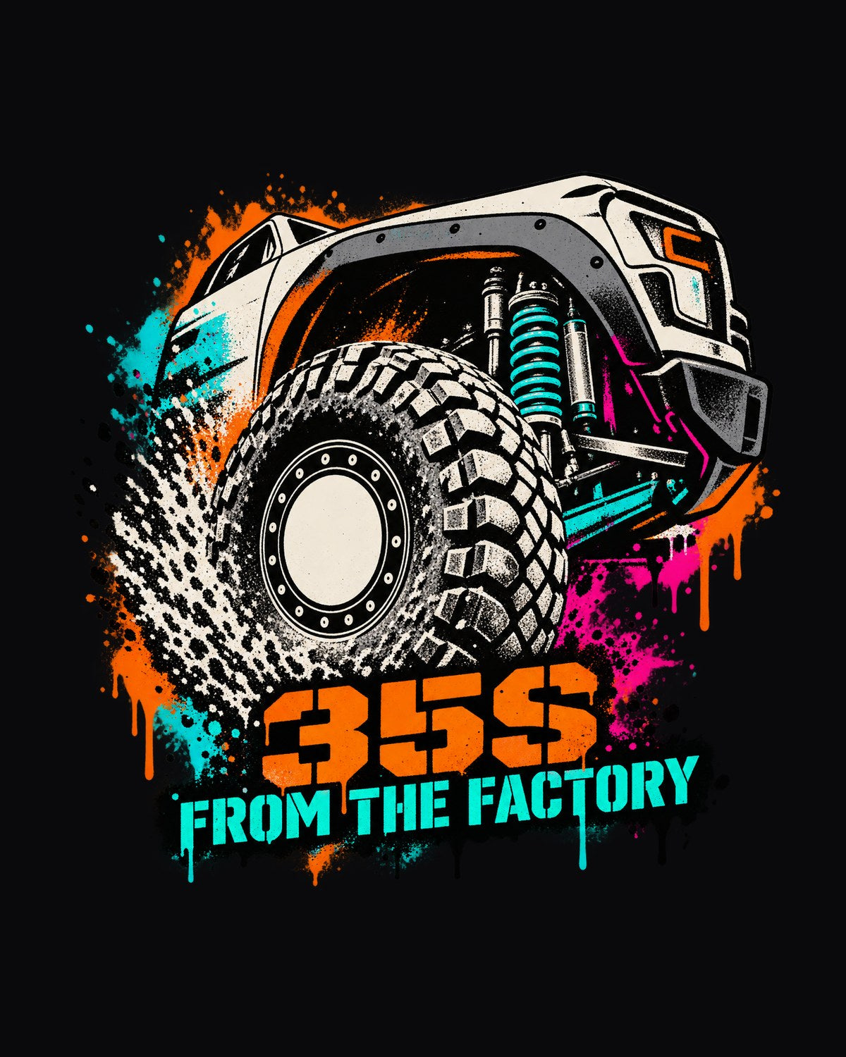 Ram 1500 TRX Stencil Spray Street Art Shirt, 35s Wheel Print design only