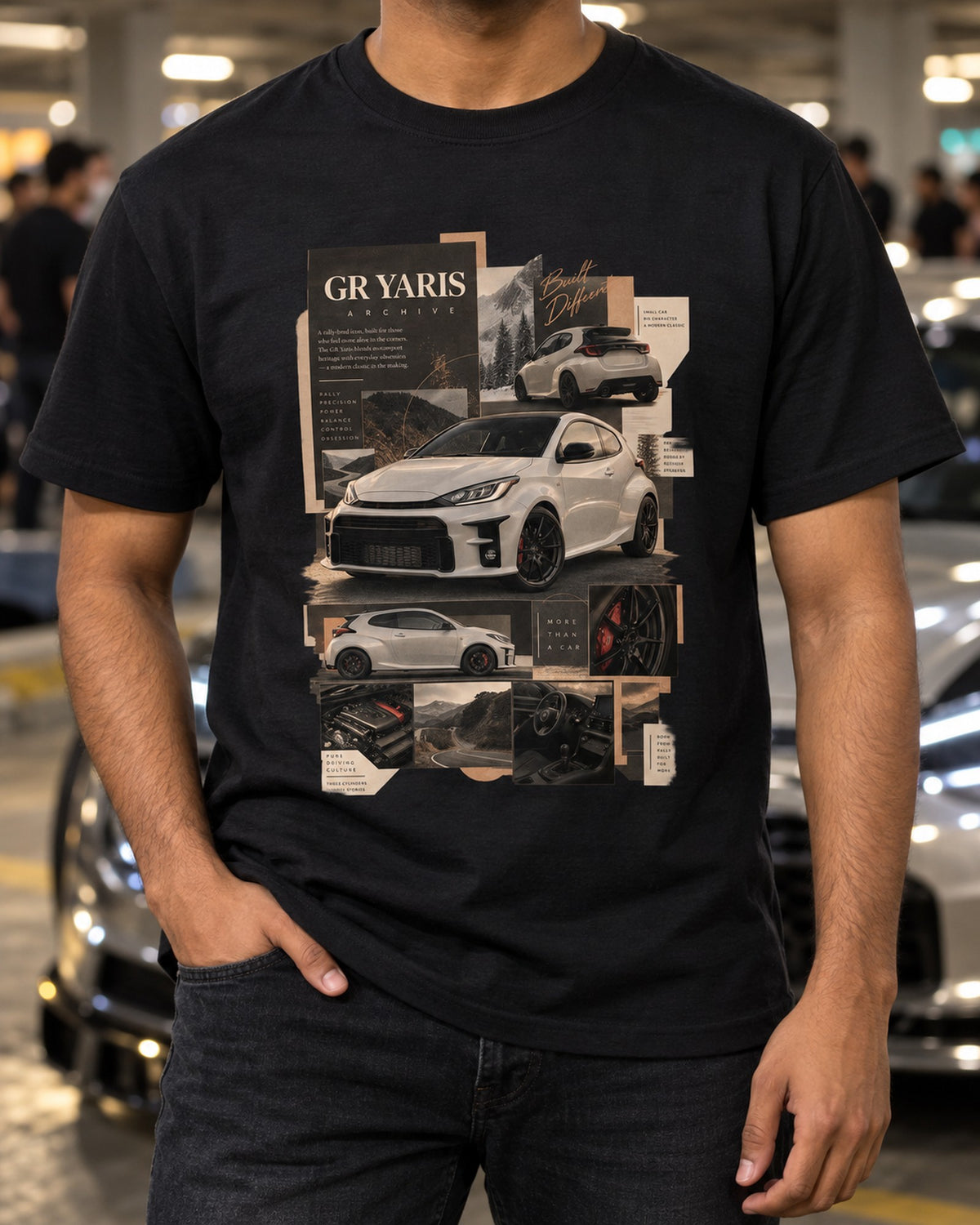 Toyota GR Yaris XP210 Three-View Spec Sheet Shirt, 2020-2024 T-Shirt Black worn hero