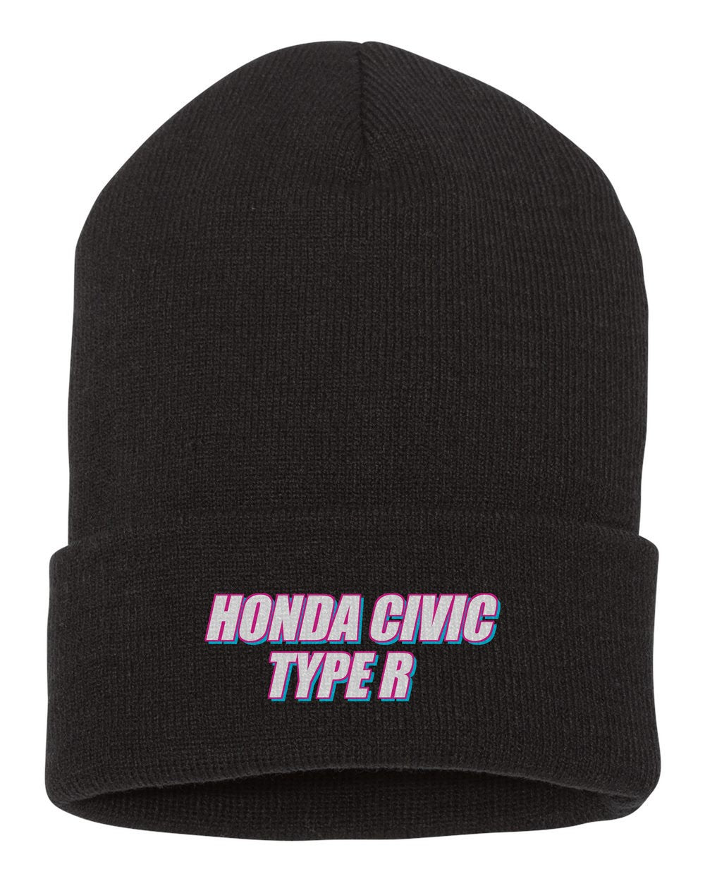Honda Civic Type R black beanie front view with car name