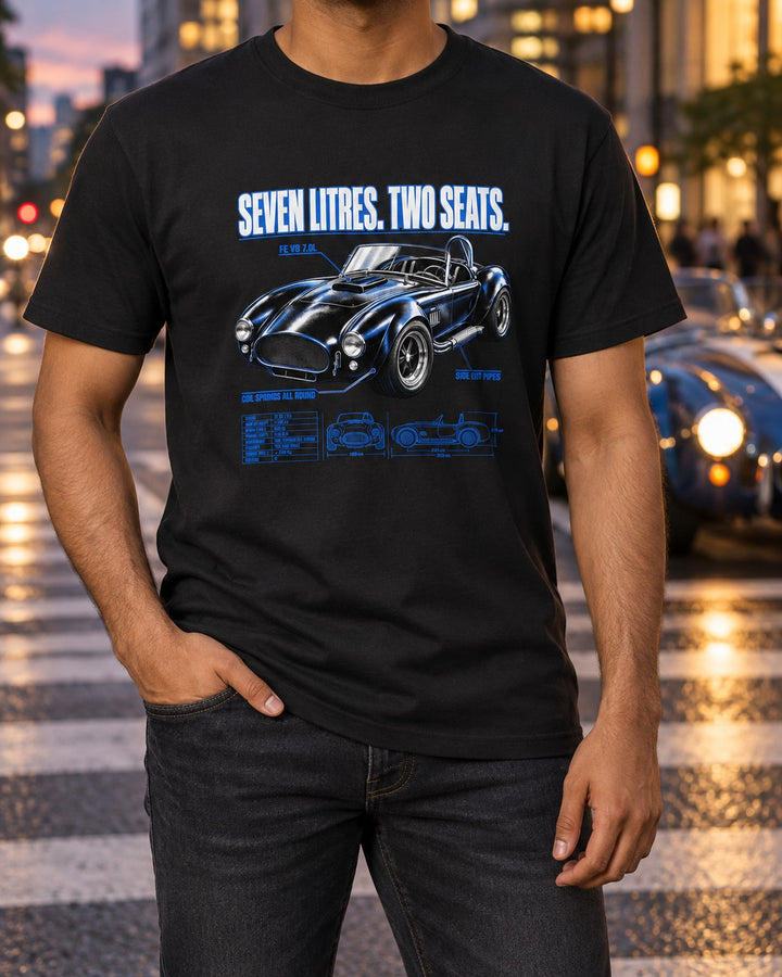 Shelby-Style 427 Roadster Top-Down Spec Poster Shirt, 1965-67 T-Shirt Black worn hero