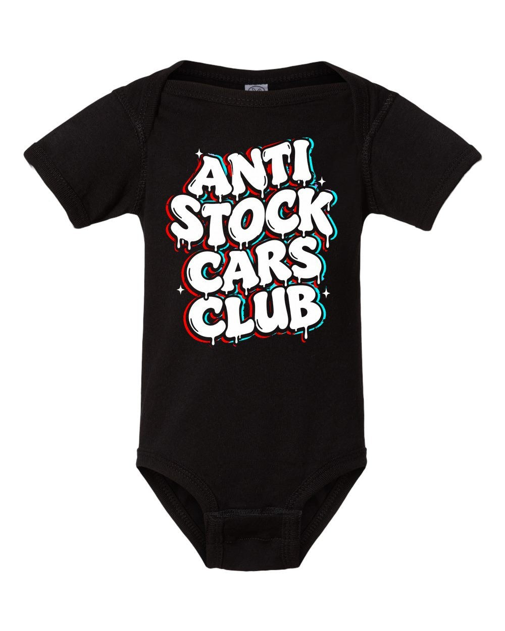 Anti Stock Cars Club Graffiti Baby Onesie Black front