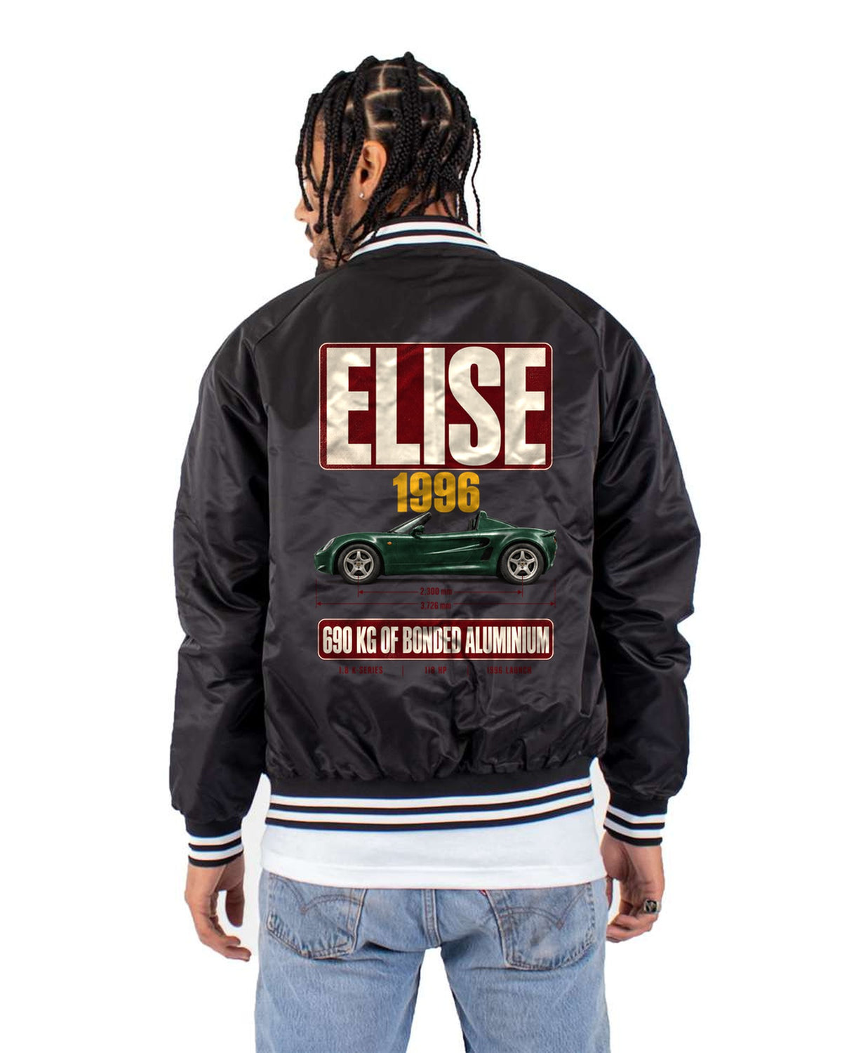 Lotus Elise Series 1 Archive Panel Shirt, 690 kg Aluminium Bomber Jacket Black back