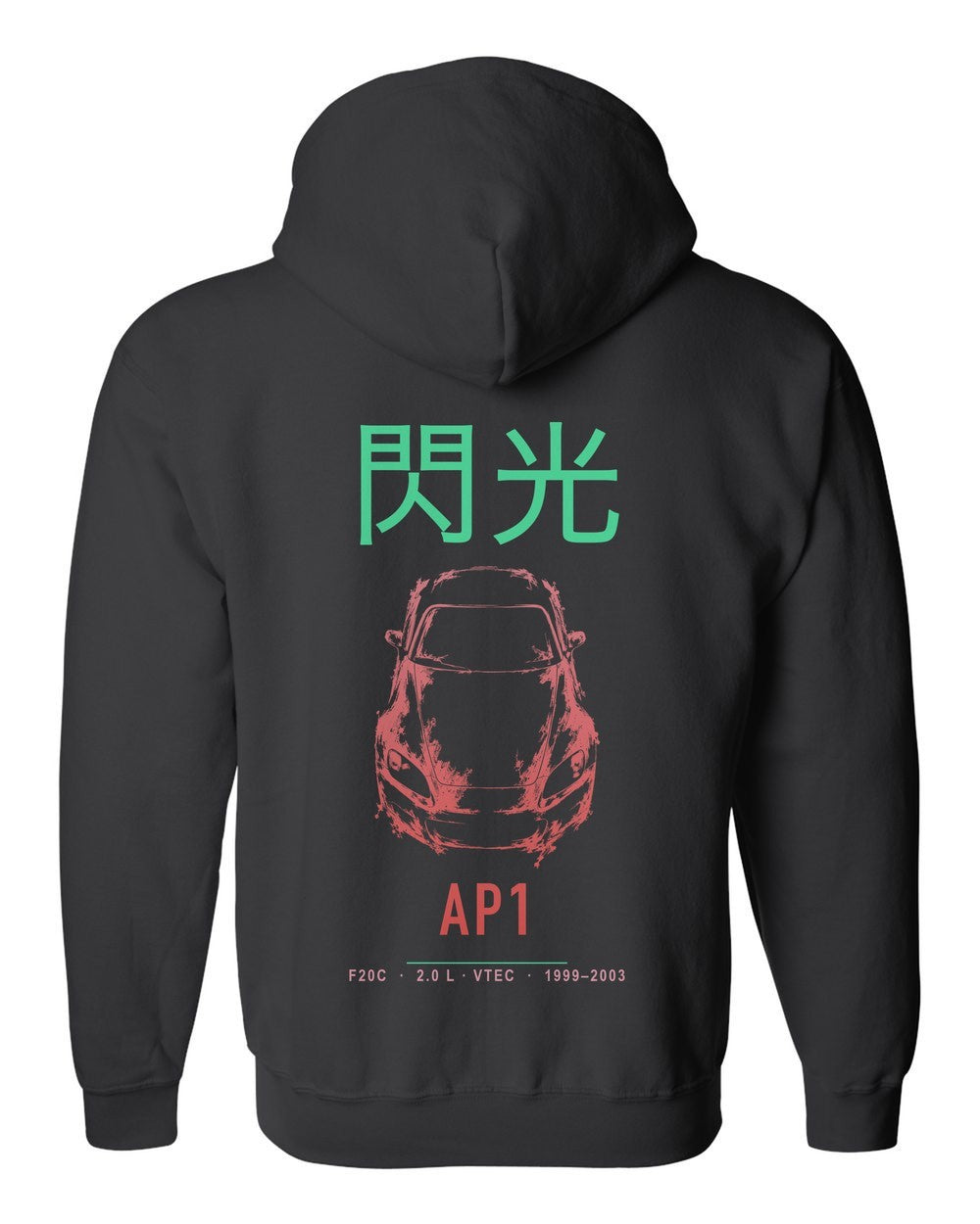 AP1 full-back artwork black zip hoodie back view with the design