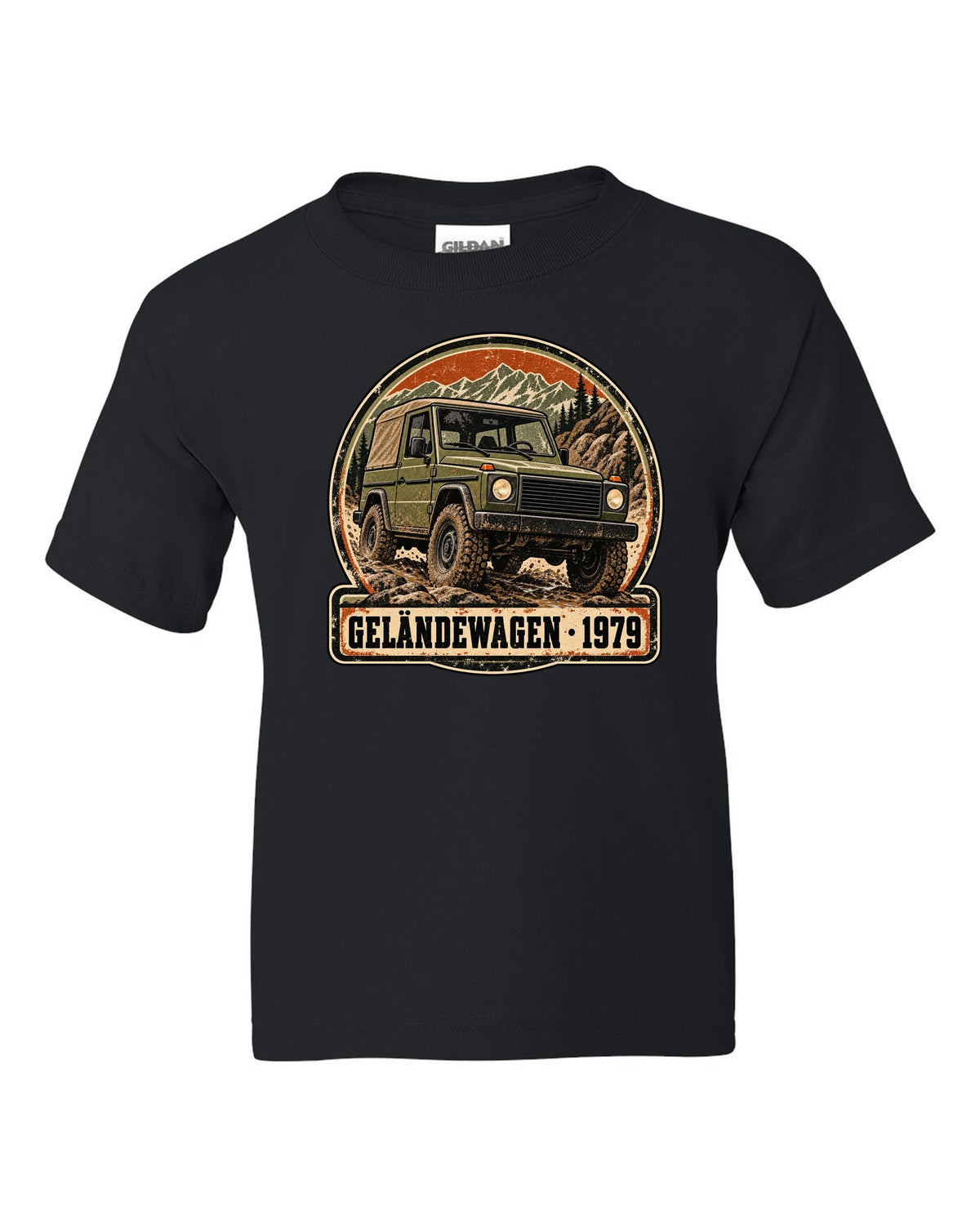 Flat minimal vector graphic of keys on a dish reading 12 MPG Worth It for a Mercedes G63 W464, print black kids tee front view with the design