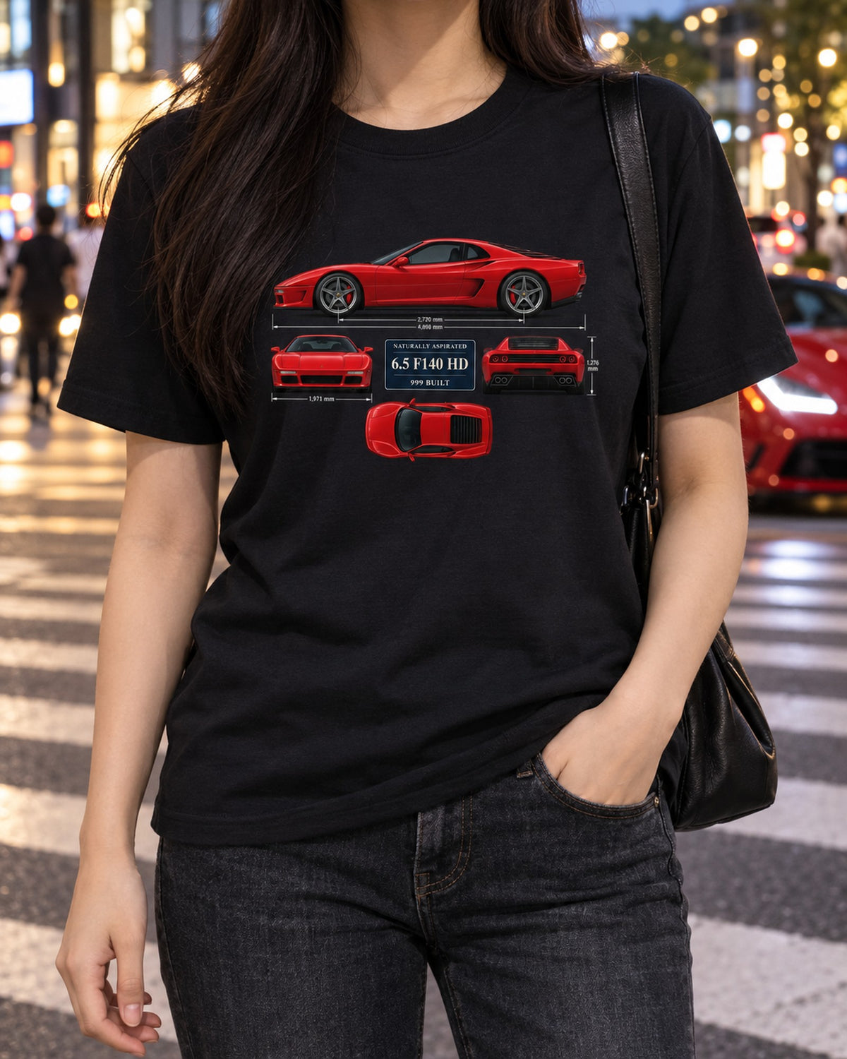 Ferrari 812 Competizione Dimension Blueprint V12 Shirt T-Shirt Black worn hero