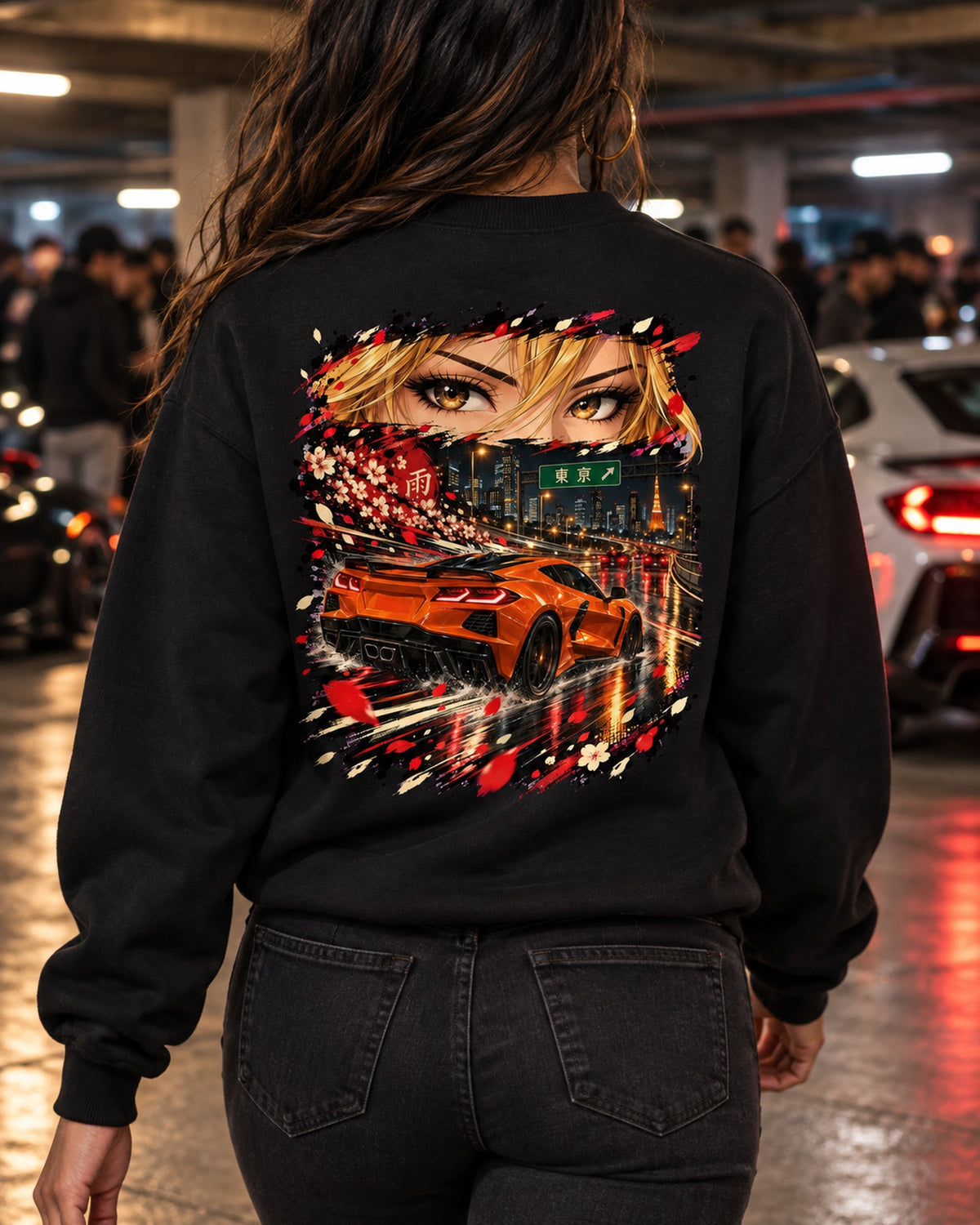 Chevrolet Corvette C8 Z06 Anime Girl Shirt, Hoodie & More Crewneck Black worn hero