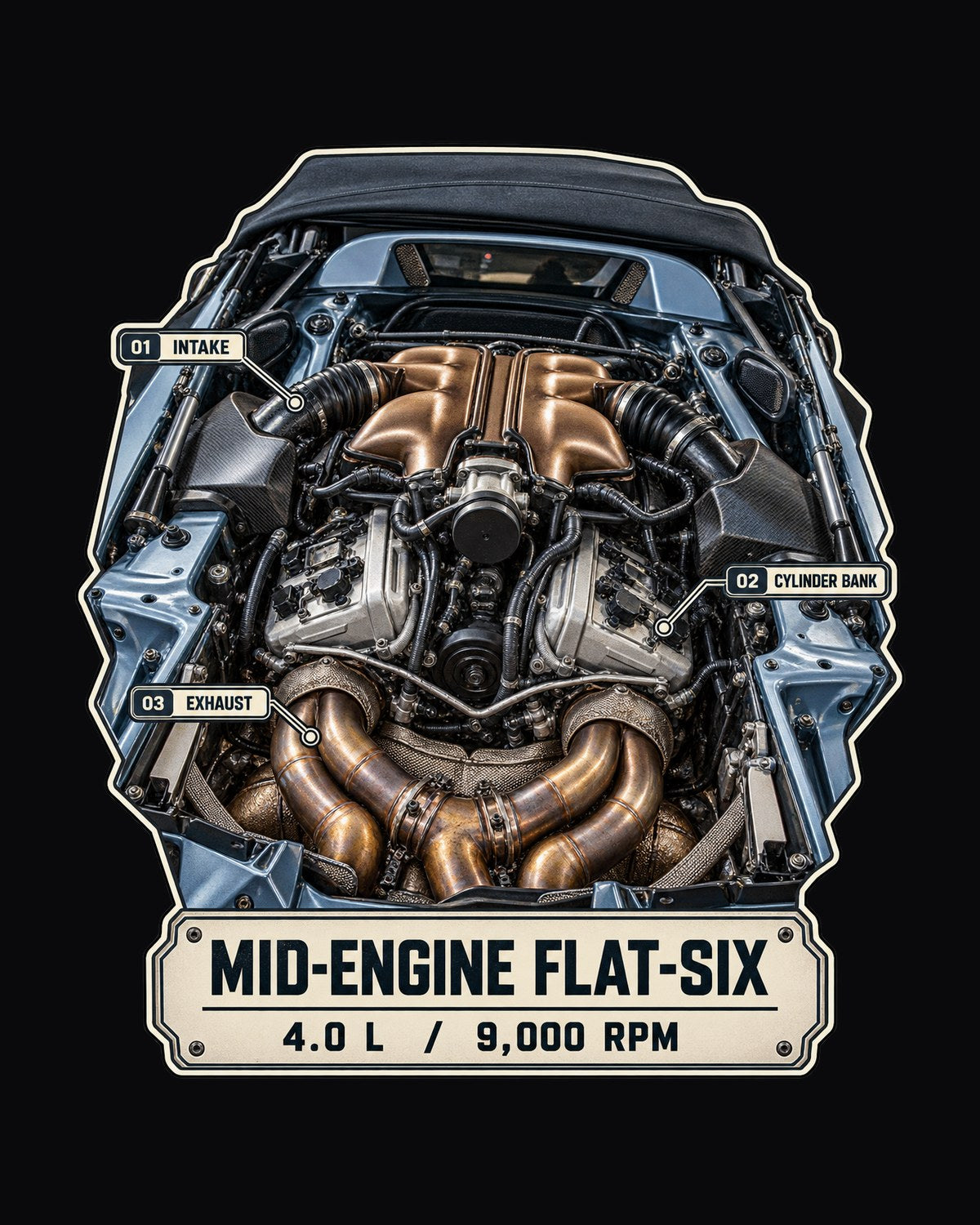 Porsche 718 Spyder RS 982 Flat-Six Engine Shirt, Car Gift design only