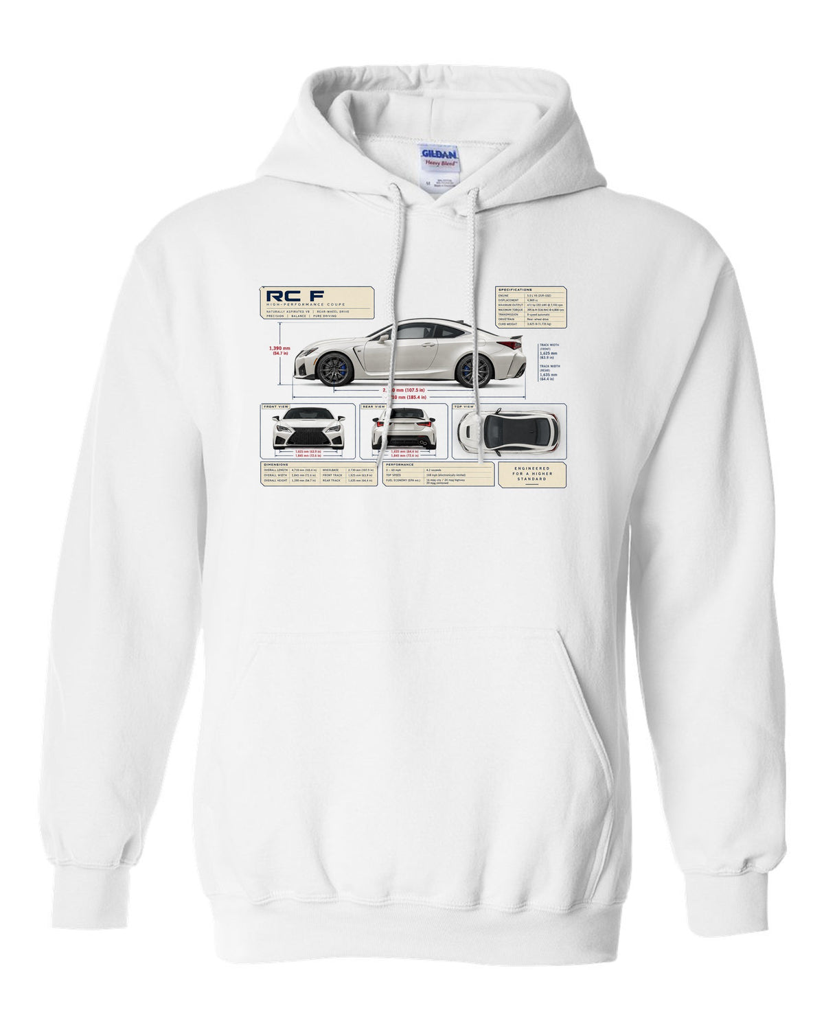 Rear lamp macro of the Lexus LC 500 at night white pull over hoodie front view with the design