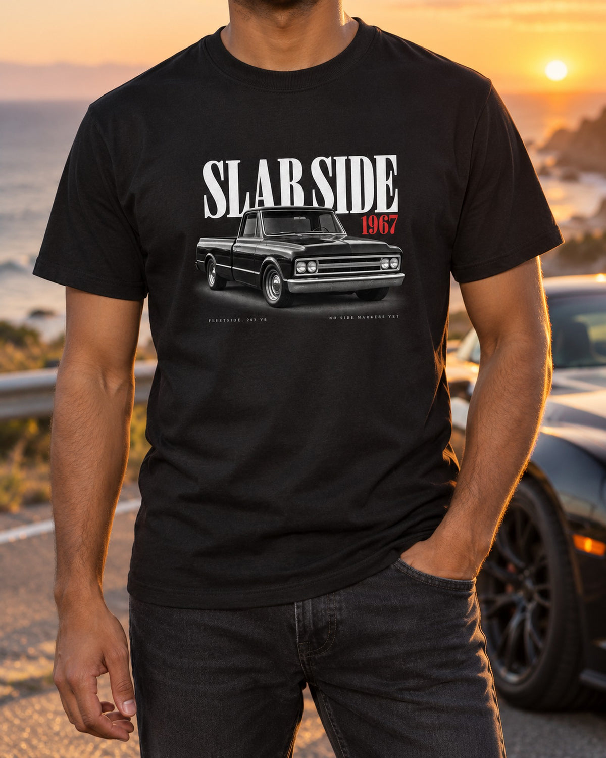 Chevrolet C10 Action Line 1967-72 Fleetside Archive Shirt T-Shirt Black worn hero