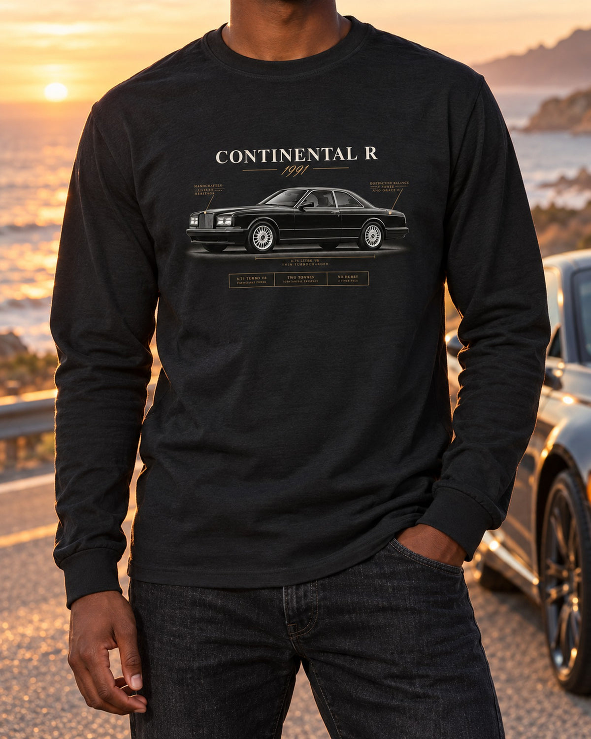 Bentley Continental R 1991 Two Tonne Spec Poster Shirt Long Sleeve Black worn hero