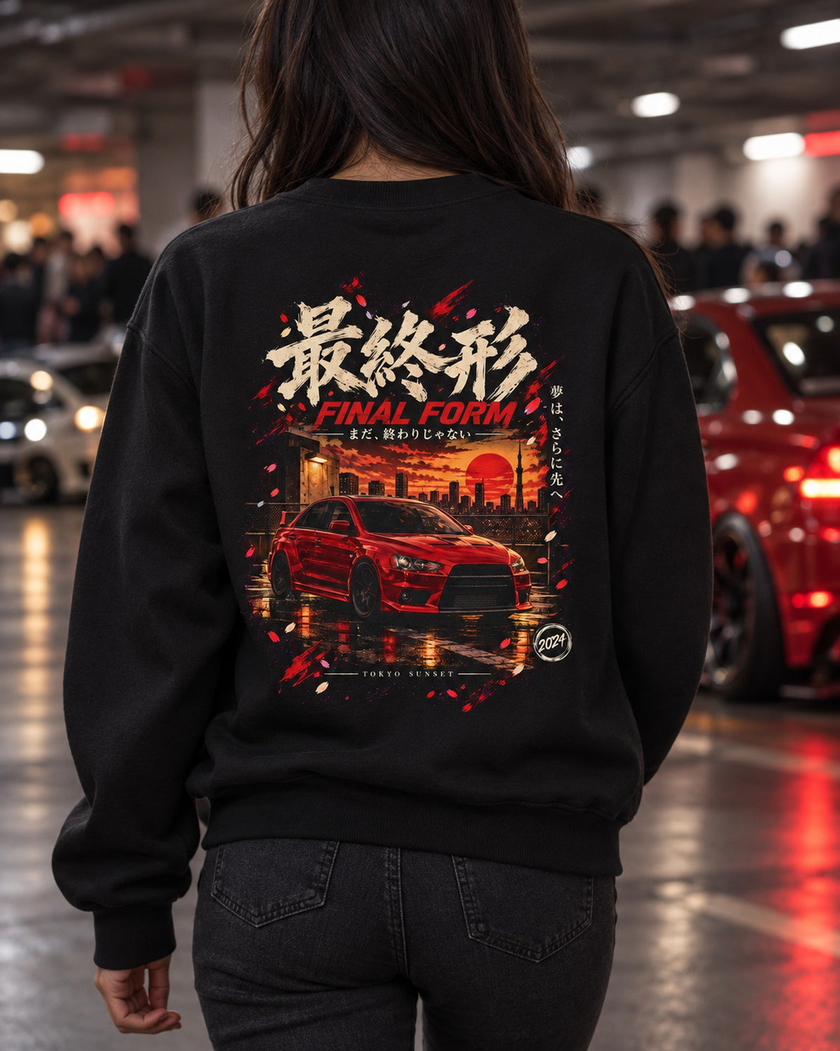 Mitsubishi Lancer Evo X Final Form Shirt, Hoodie & More Crewneck Black worn hero