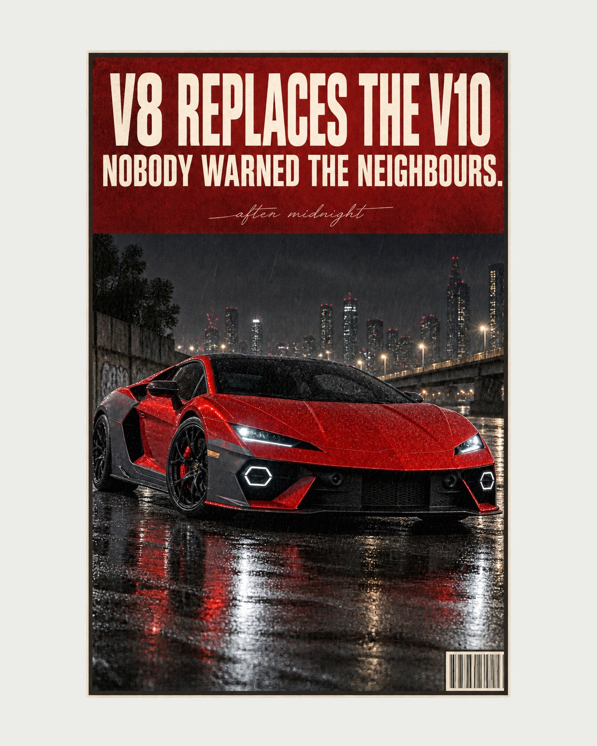 Lamborghini Temerario Night Street Tee, V8 Replaces V10 design only