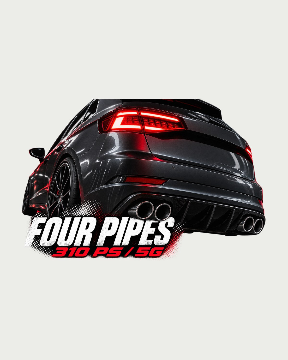 Golf R Mk7.5 Taillight Macro Tee, Four Pipes Car Shirt design only