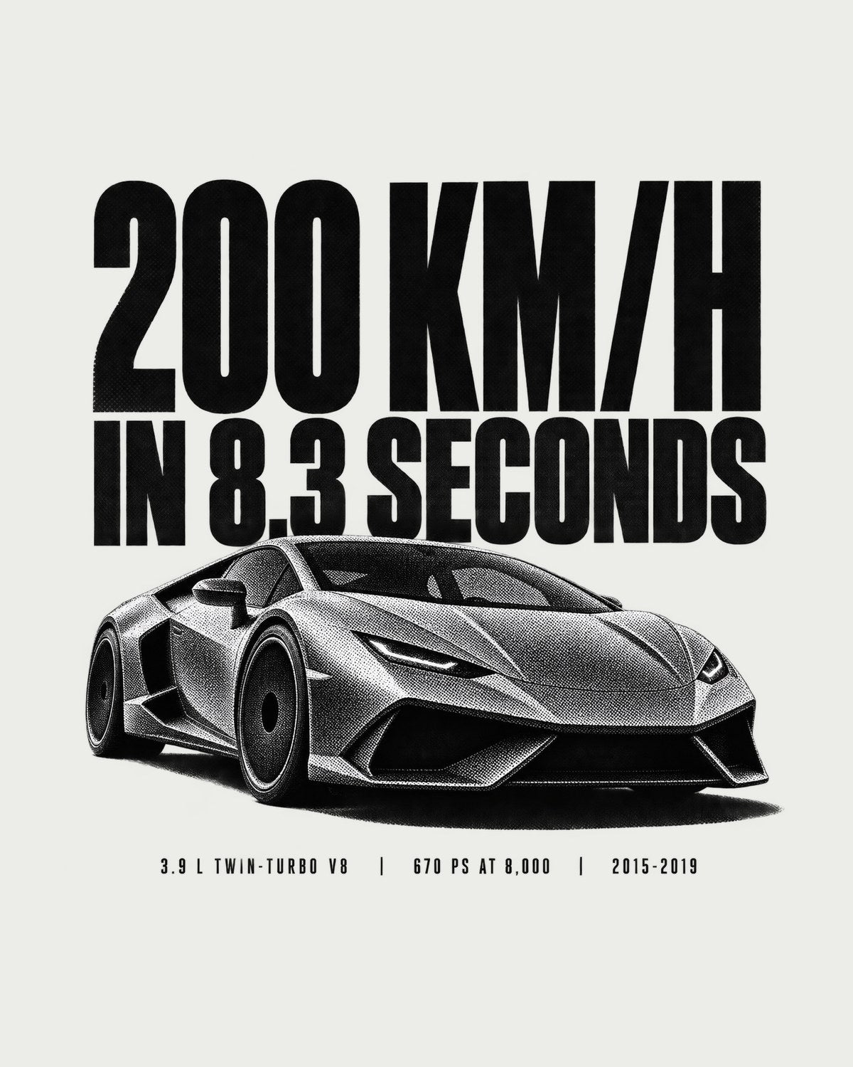 Ferrari 488 GTB 200 km/h in 8.3 Seconds Halftone Tee design only