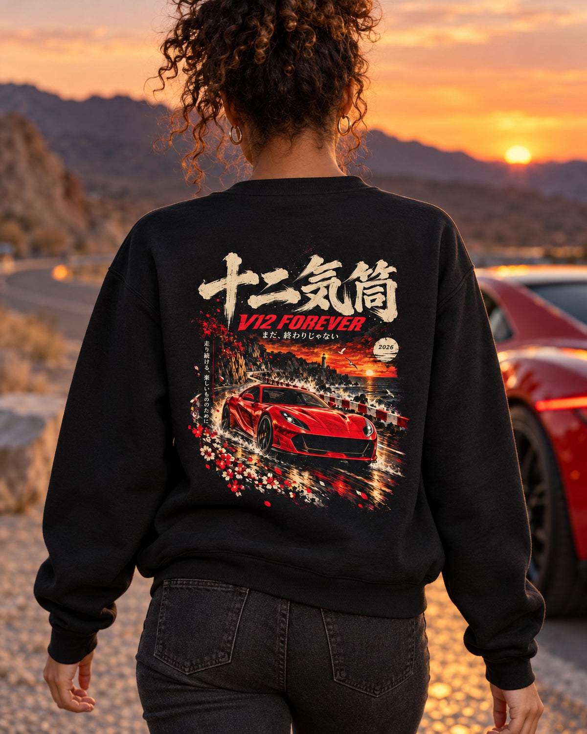 Ferrari 812 Superfast V12 Forever Shirt, Hoodie & More Crewneck Black worn hero