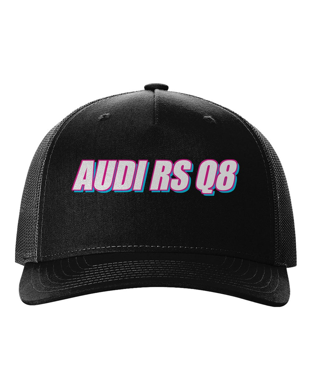 black hat front view with car name