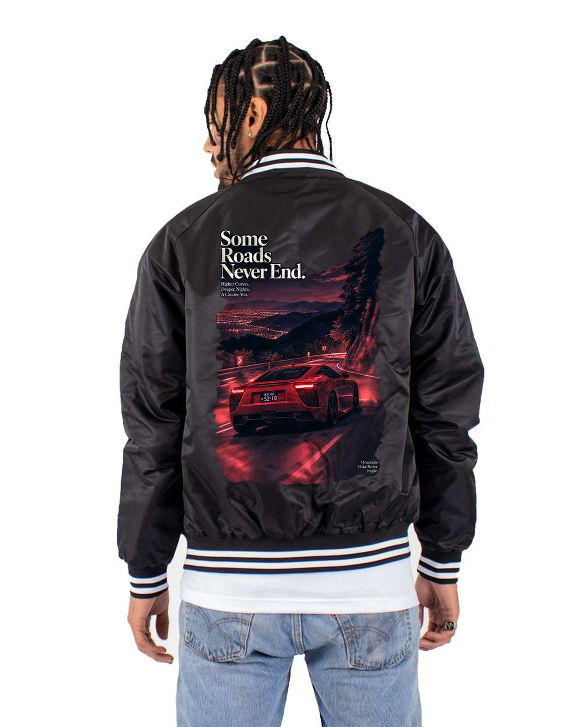 Lexus LFA Touge Night Street Shirt, 7:14 Ring Lap Tee Bomber Jacket Black back