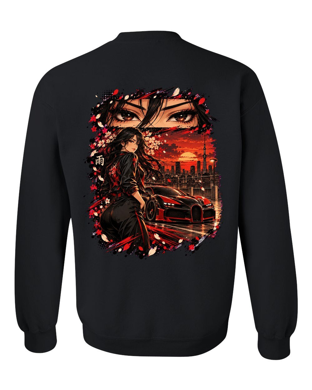 Bugatti Veyron Anime Girl Crewneck Black back