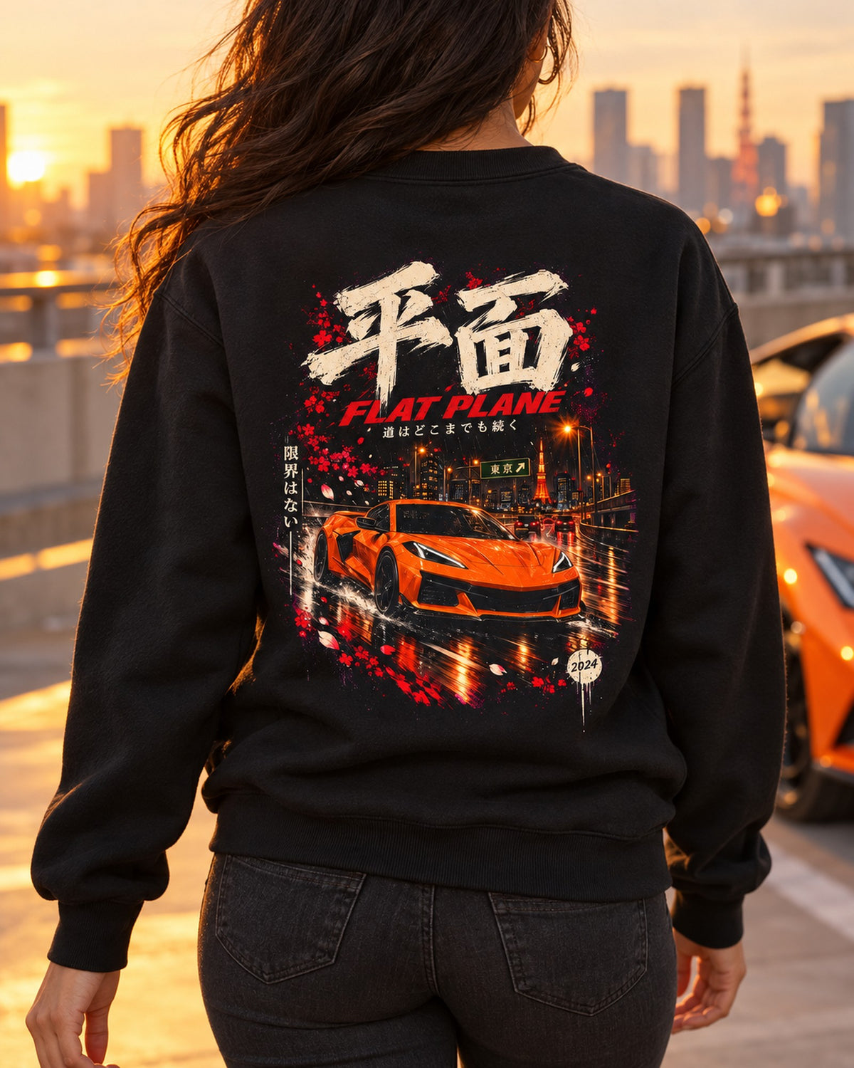 Chevrolet Corvette C8 Z06 Flat Plane Shirt, Hoodie & More Crewneck Black worn hero