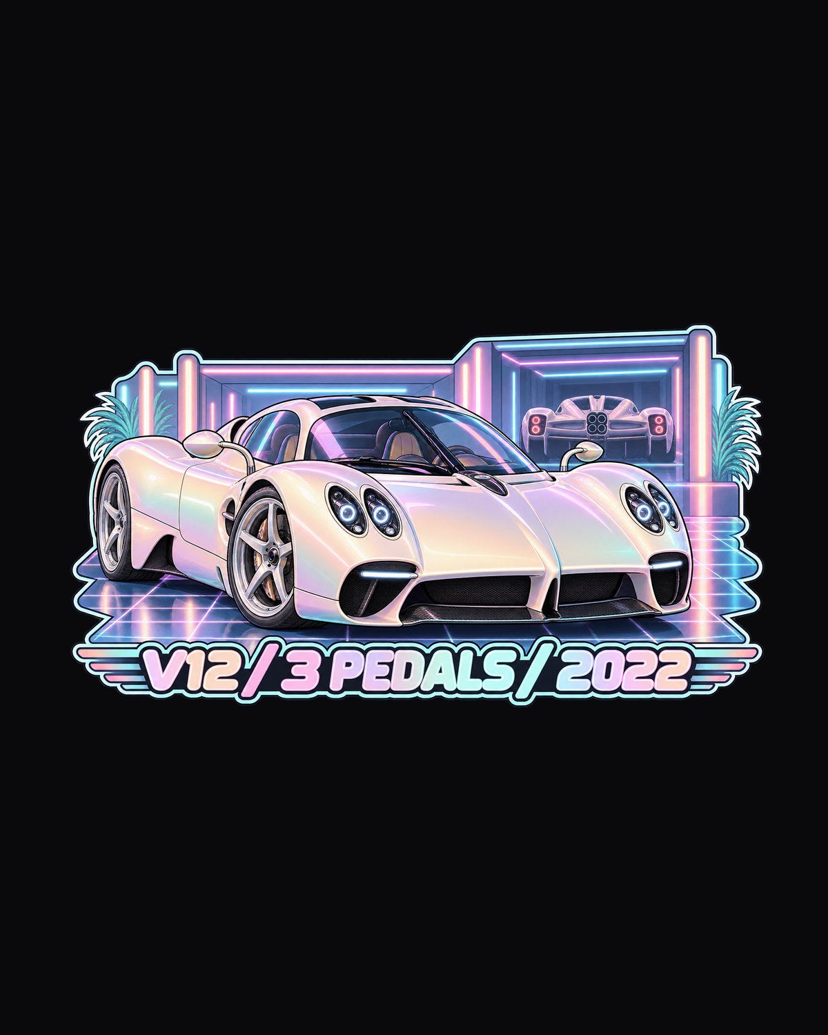 Pagani Utopia 2022 Three Pedals Pastel Vaporwave print Tee design only