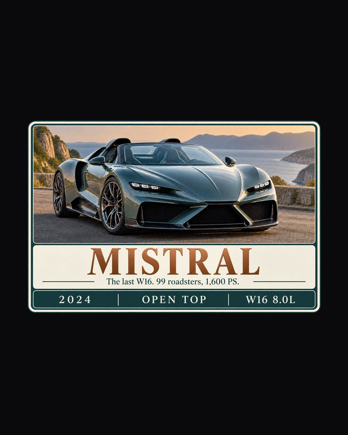 Bugatti Mistral Editorial Headline Shirt, The Last W16 design only