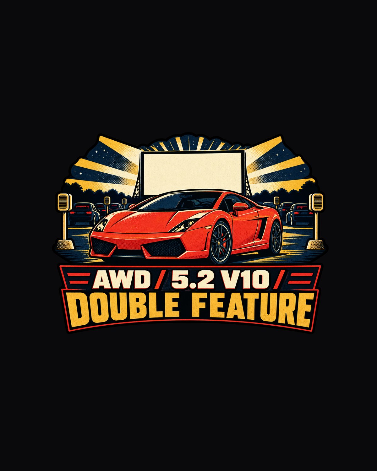 Gallardo LP560-4 Drive-In Poster Tee, Vintage Race Style design only